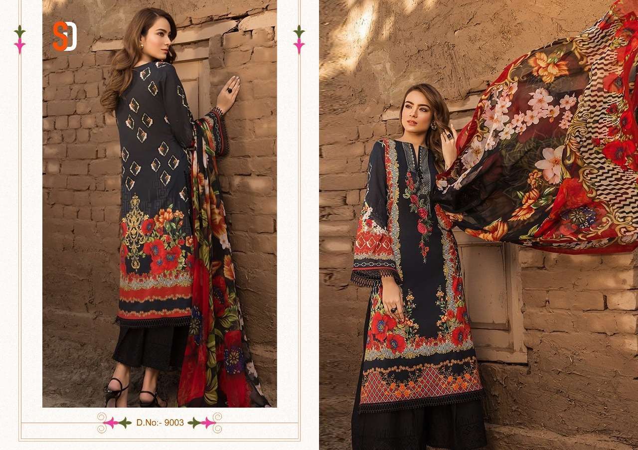 shraddha designer vintage vol 9 series 9001-9004 lawn cotton suit 