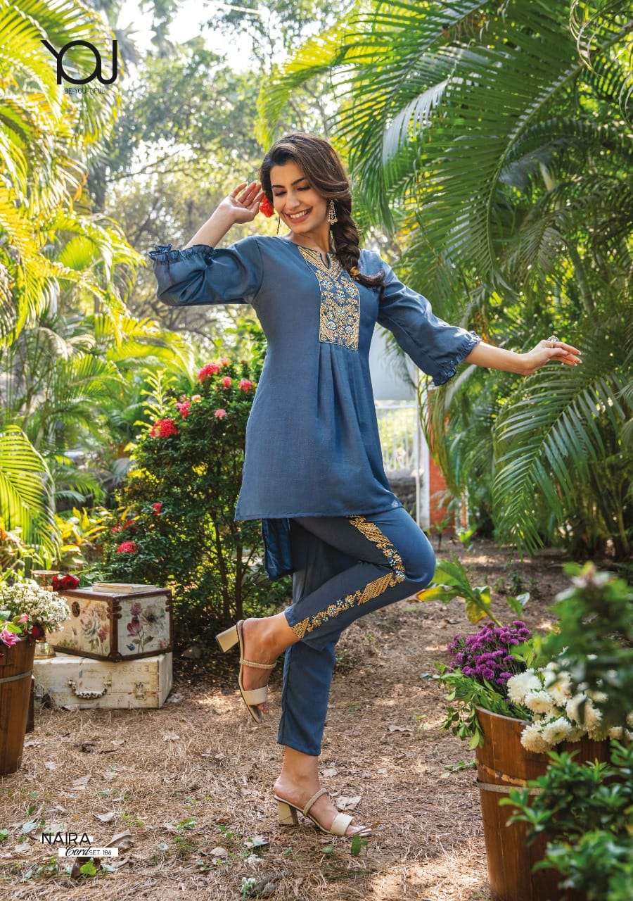 wanna naira cord set series 101-106 heavy chinon silk kurti pant 