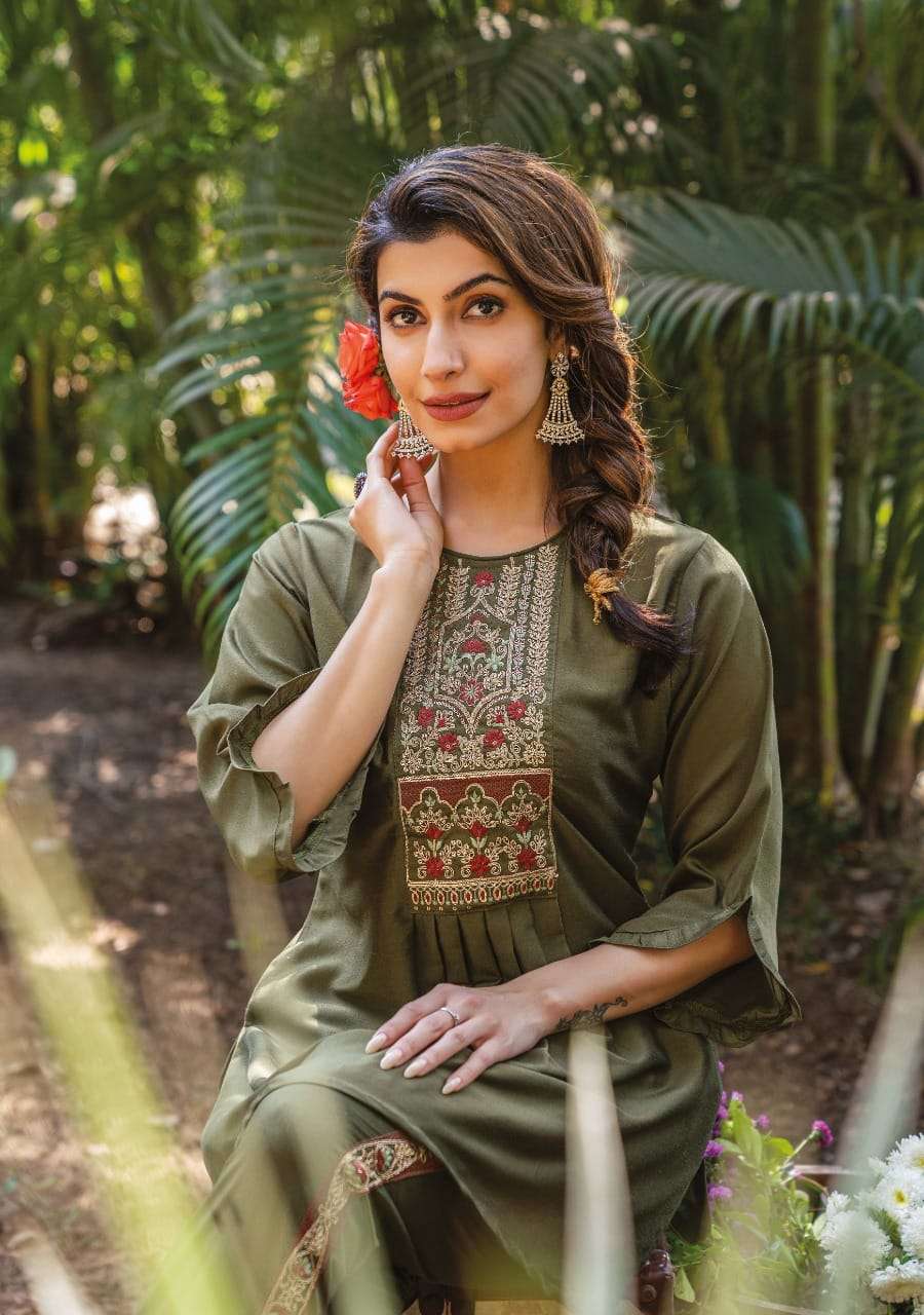 wanna naira cord set series 101-106 heavy chinon silk kurti pant 