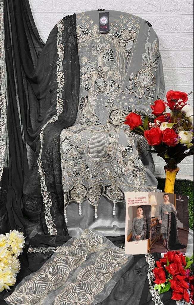 hoor tex H-27 B-E faux georgette embroidery work suit 