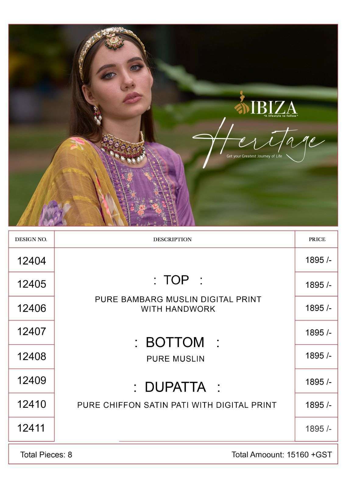 ibiza heritage series 12404-12411 pure bemberg muslin suit 