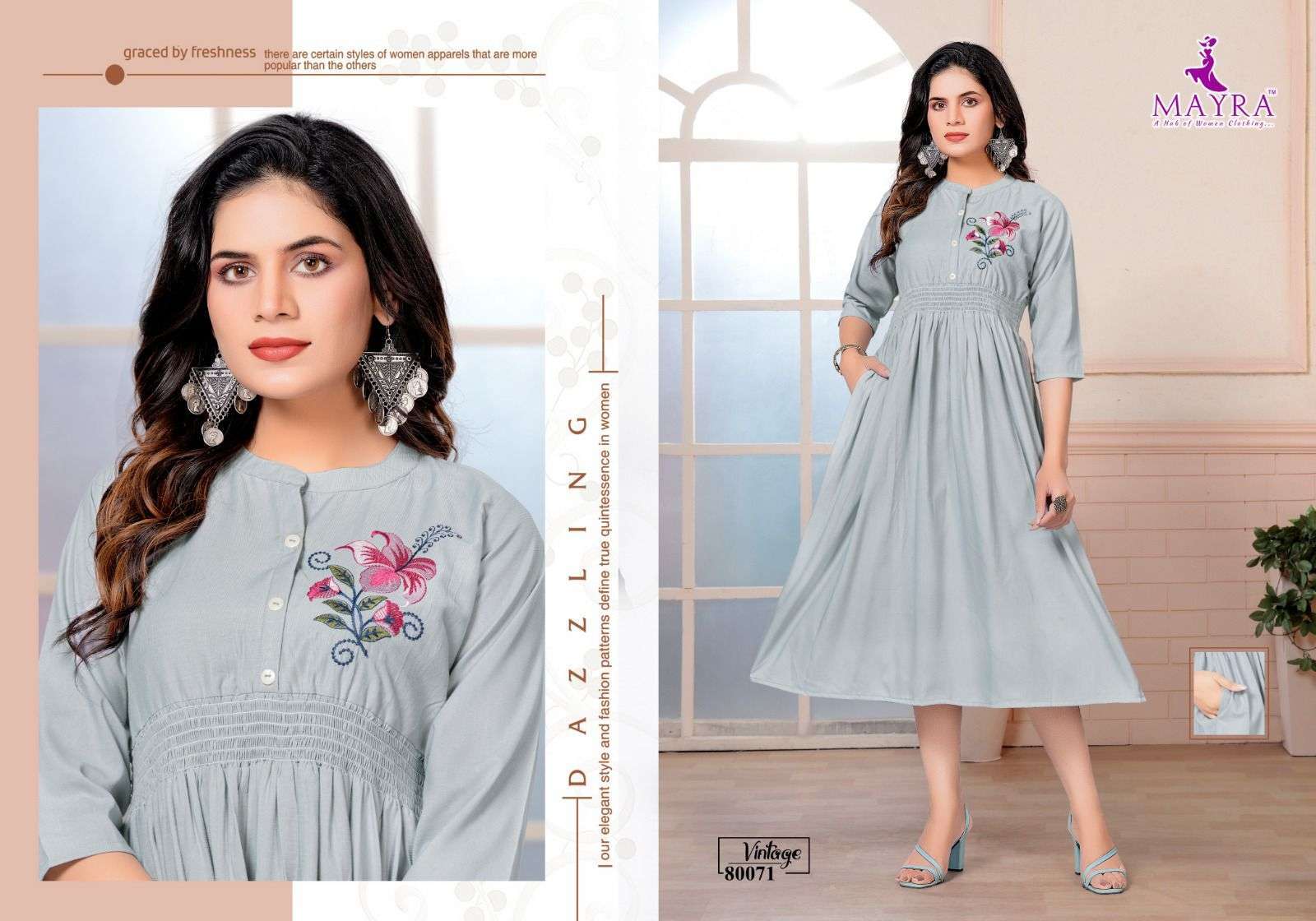 mayra vintage series 80061-80068 fancy bombay viscose kurti 