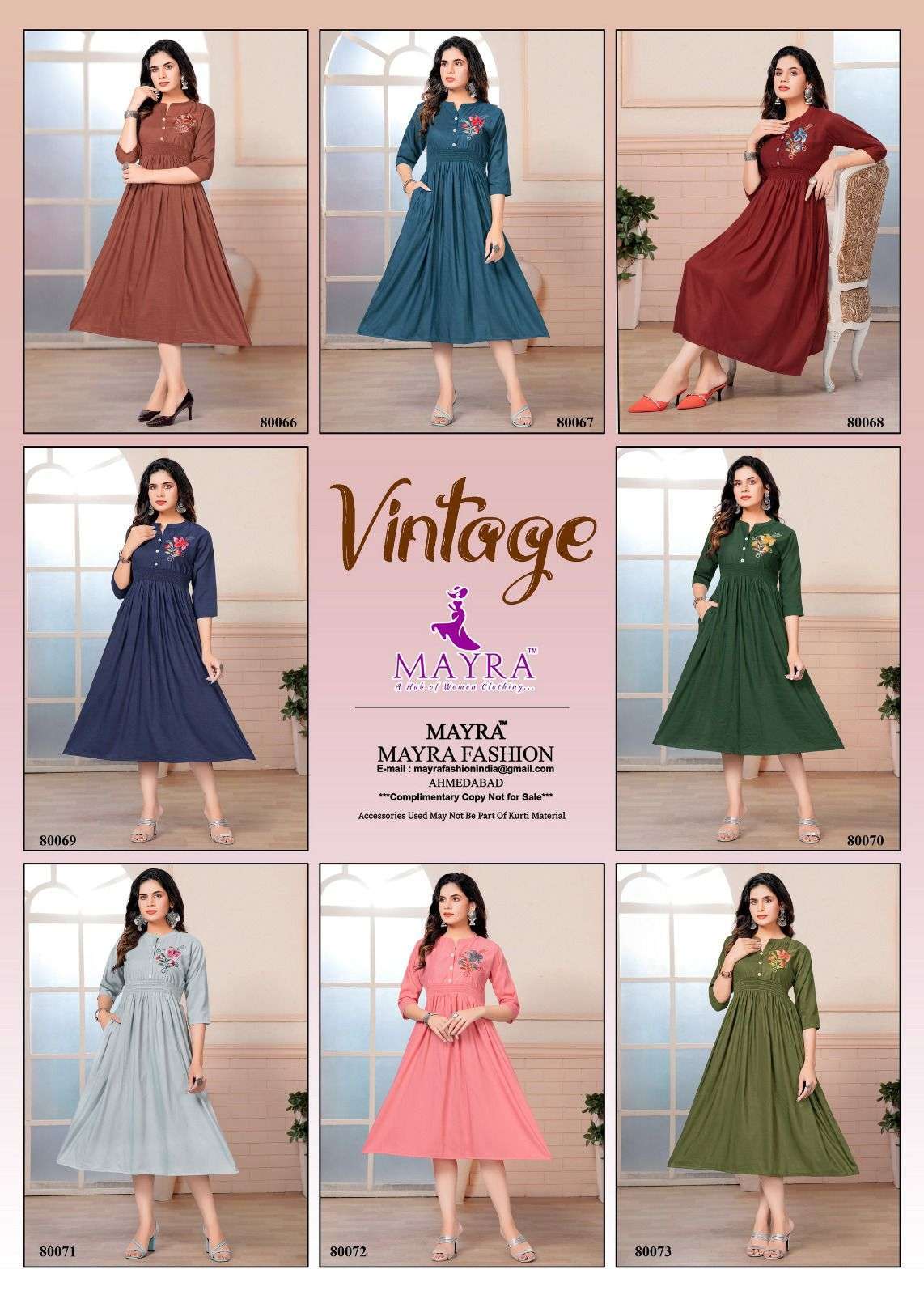 mayra vintage series 80061-80068 fancy bombay viscose kurti 