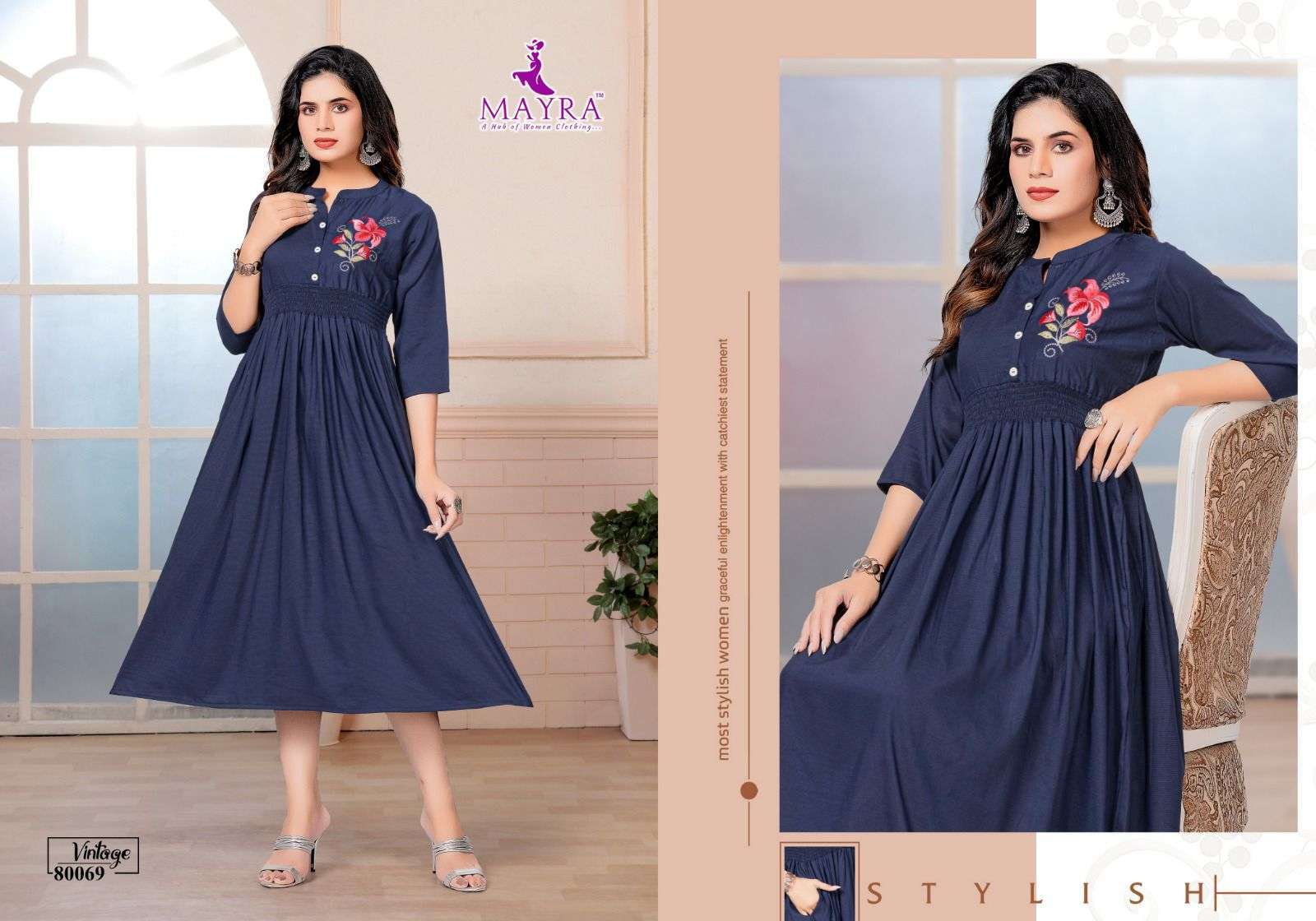 mayra vintage series 80061-80068 fancy bombay viscose kurti 