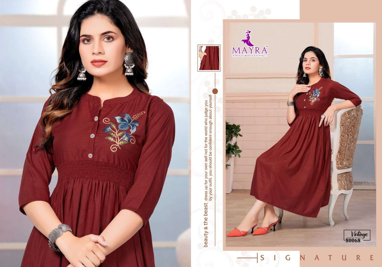 mayra vintage series 80061-80068 fancy bombay viscose kurti 