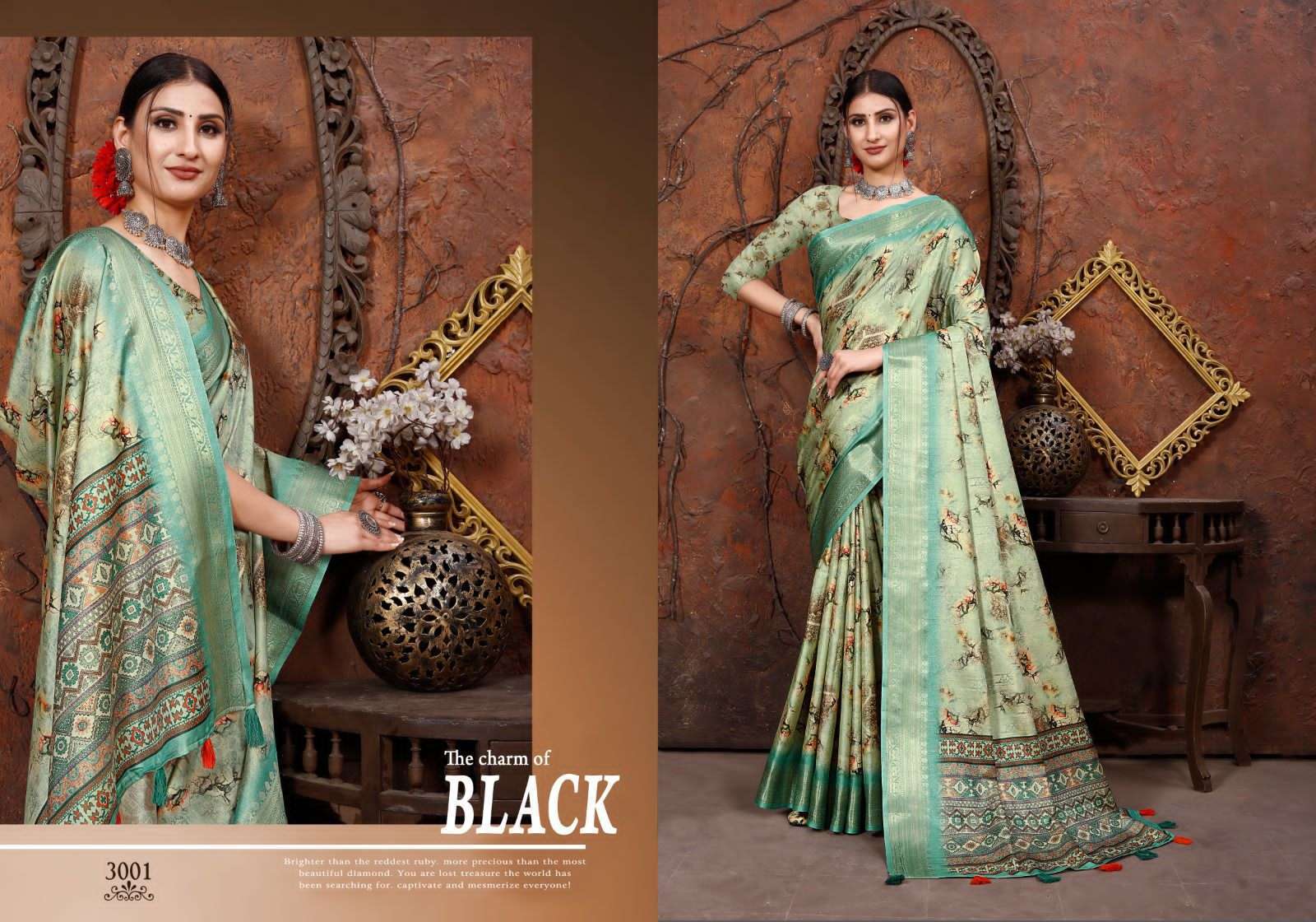 mintorsi heritage digital vol 3 series 3001-3006  Tusser Silk saree