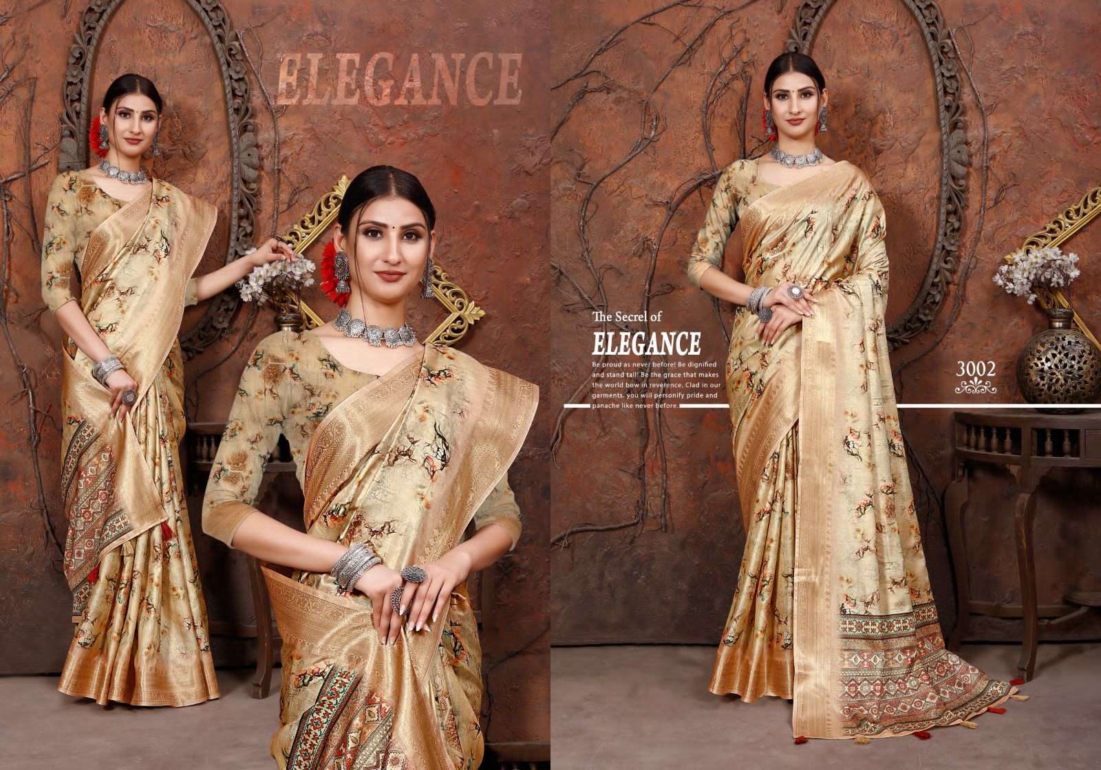 mintorsi heritage digital vol 3 series 3001-3006  Tusser Silk saree