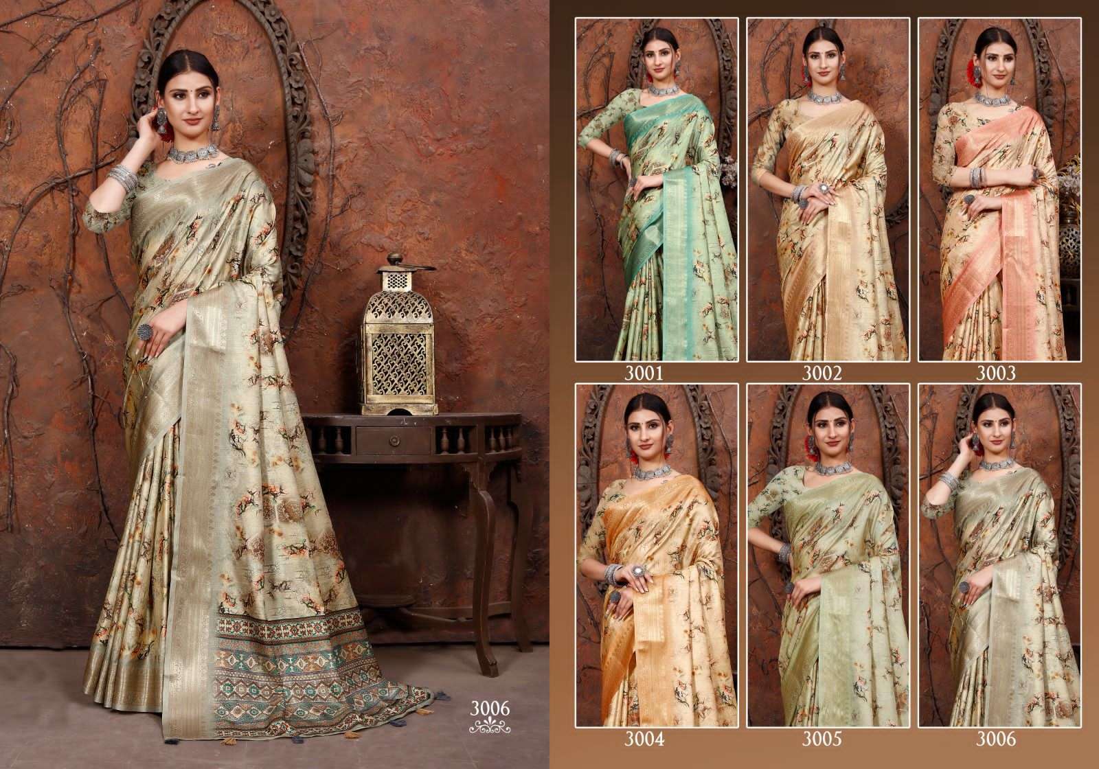 mintorsi heritage digital vol 3 series 3001-3006  Tusser Silk saree