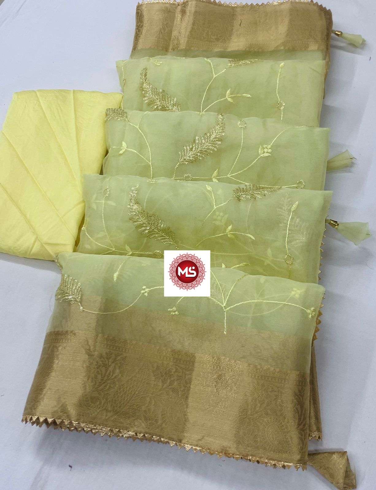 ms brand designer soft organza border saree 