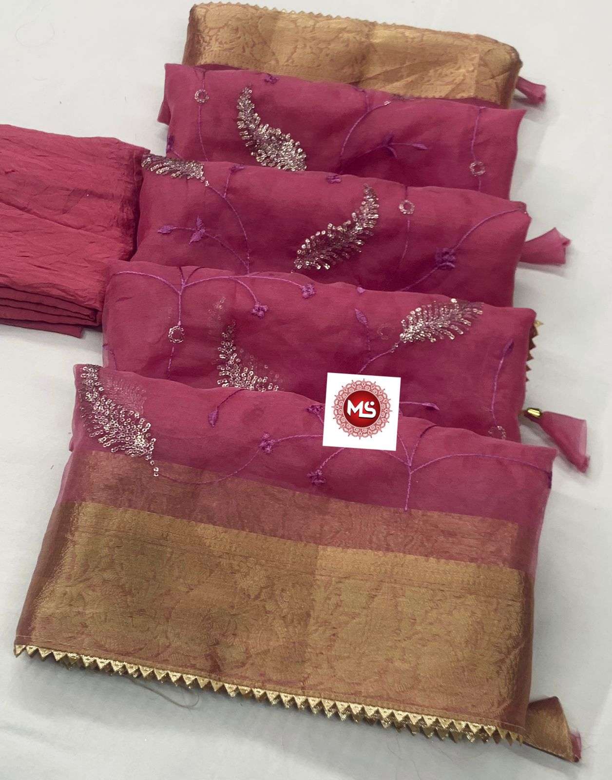 ms brand designer soft organza border saree 