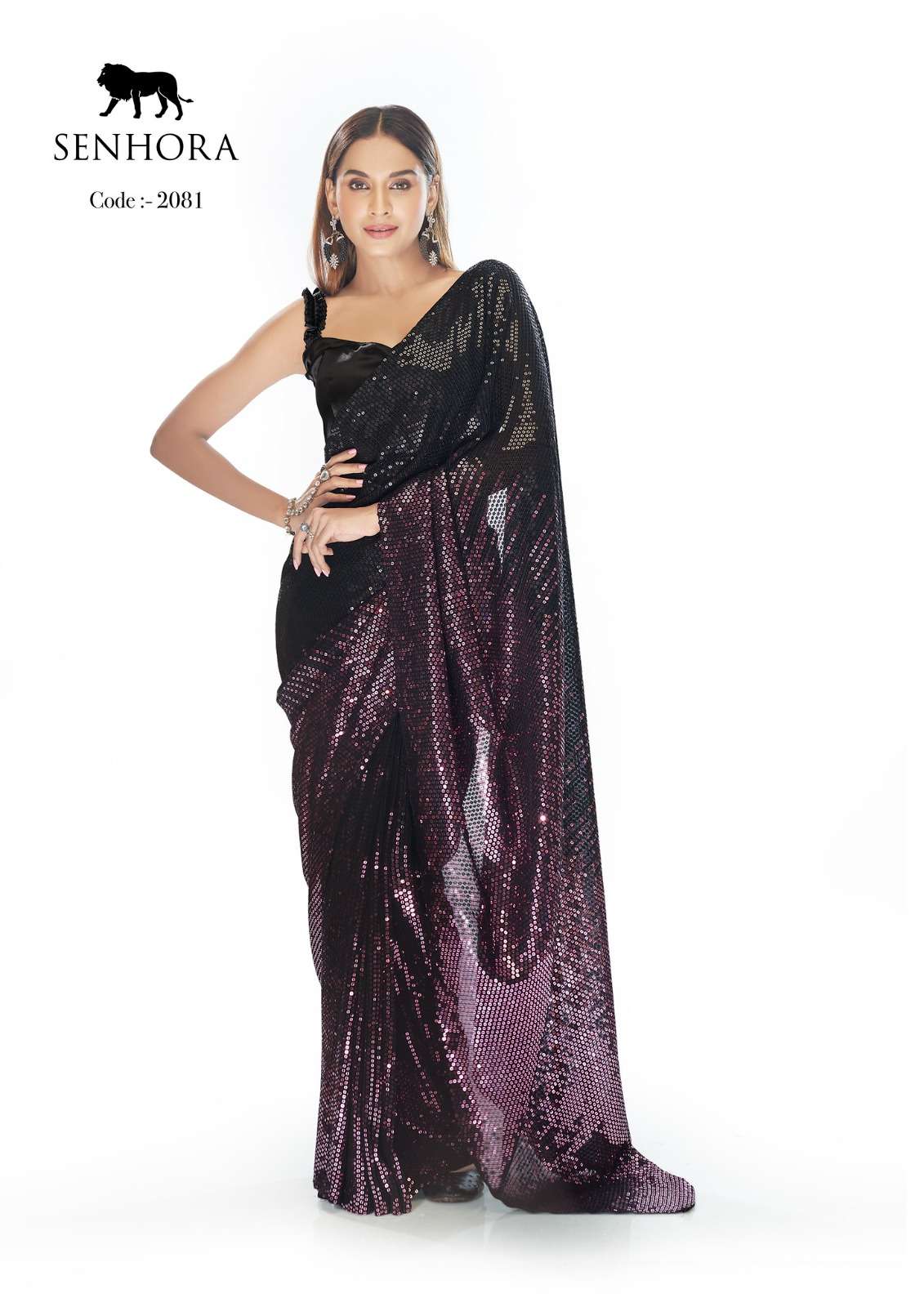 senhora party fantasy designer georgette thread work saree 