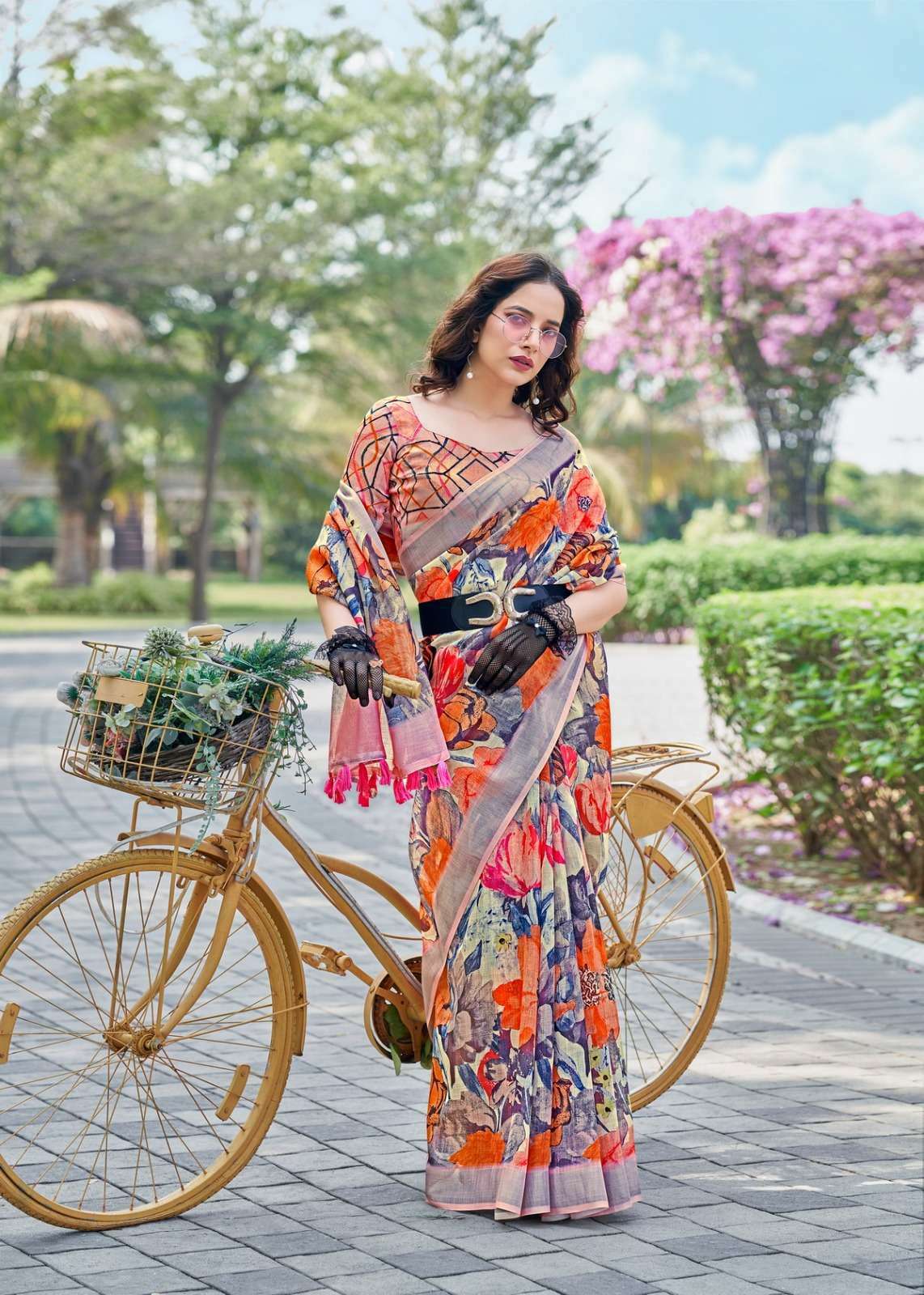 siddharth digital mount cottage series 10001-10008 cotton saree 