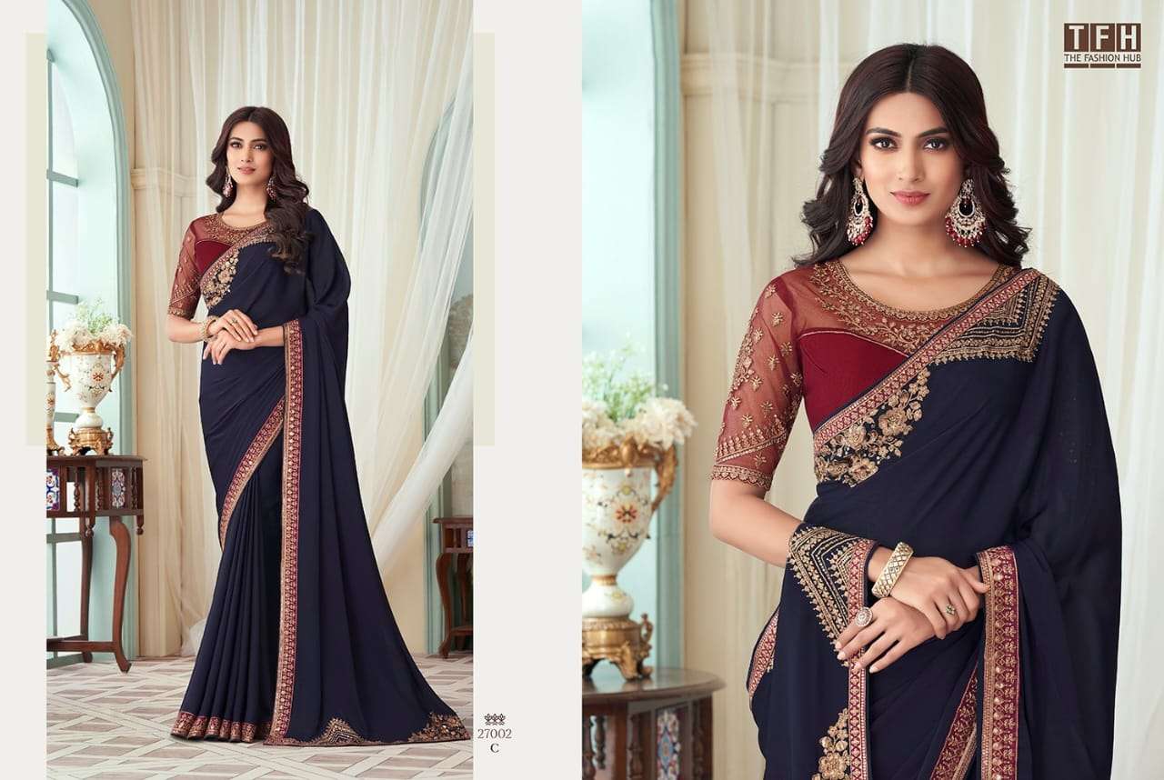 tfh silver screen hit design 27002 color designer milano silk saree 