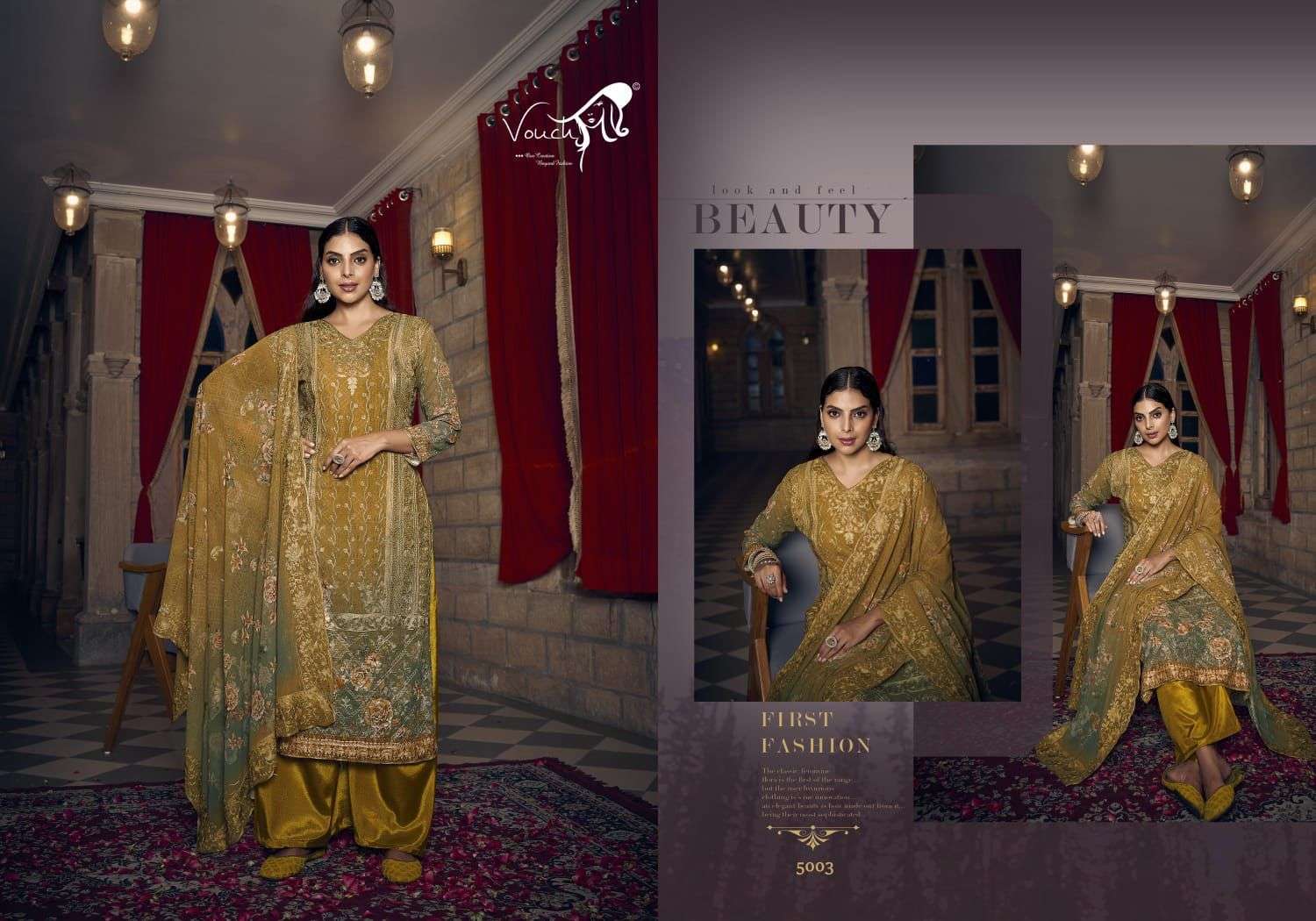 vouch gulistan series 5001-5006 heavy georgette suit 