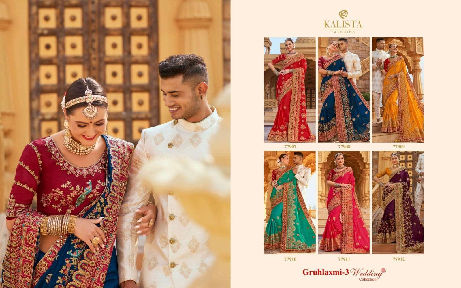kalista gruhlaxmi 3 series 77907-77912 Blooming satin saree