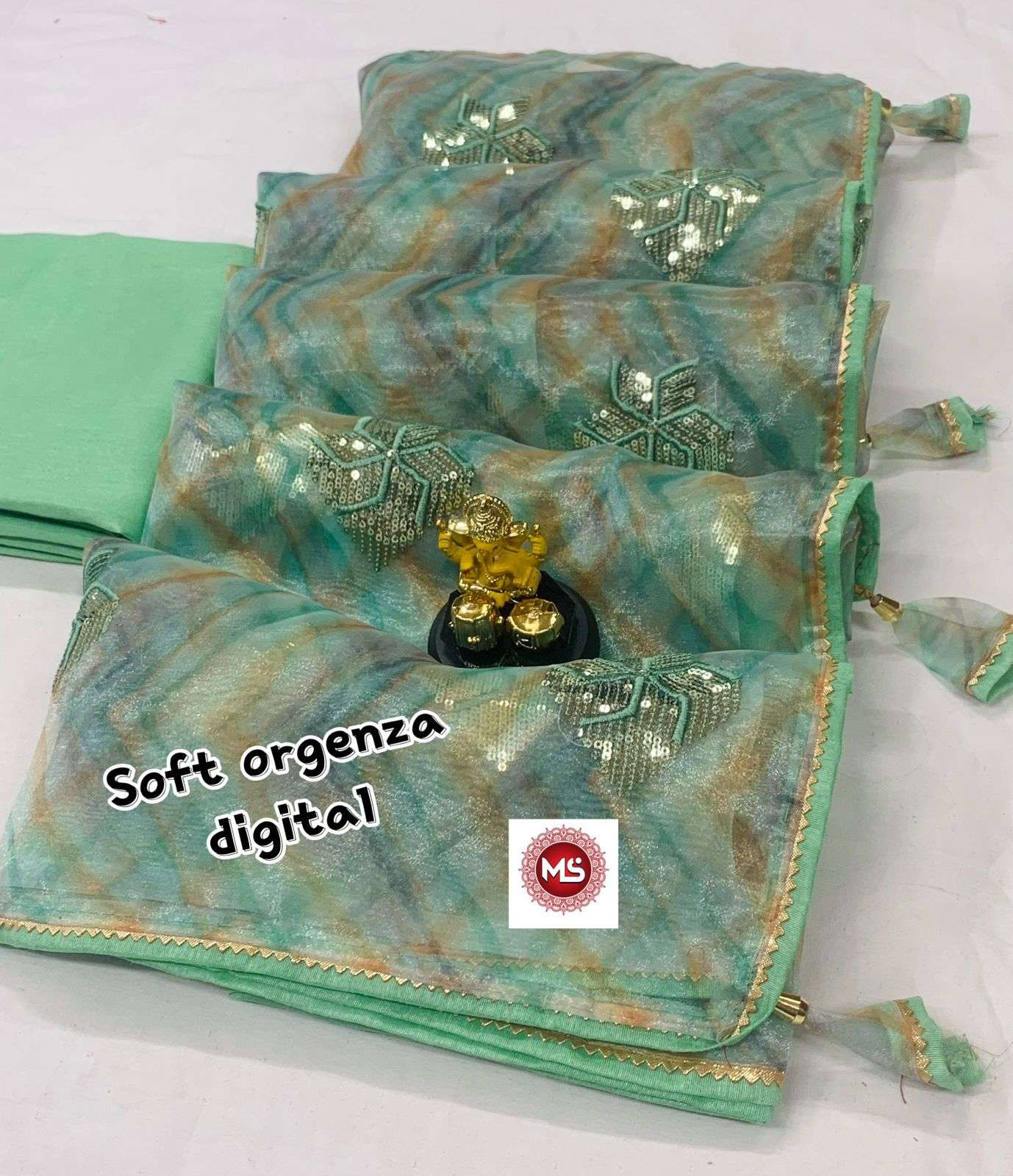 ms brand designer pure soft organza silk saree 