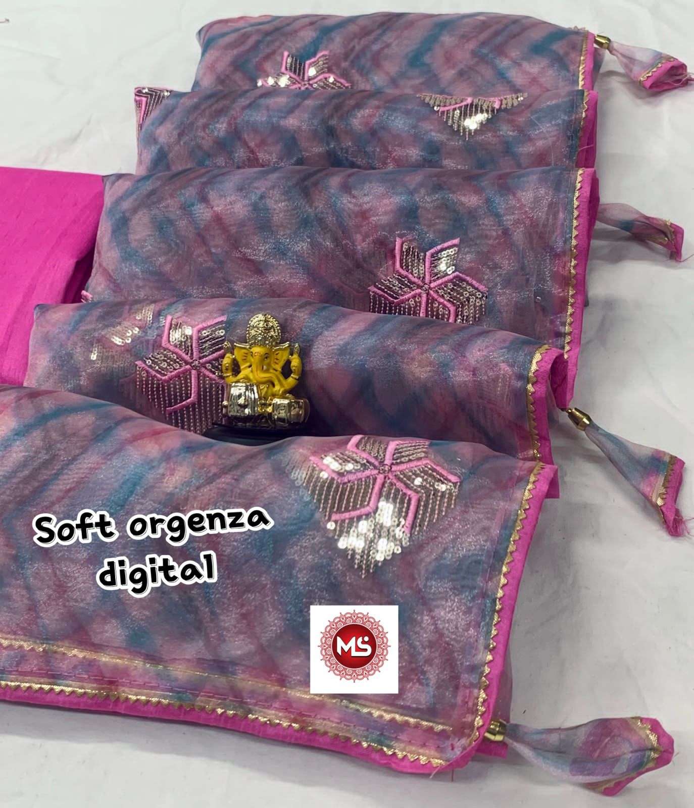 ms brand designer pure soft organza silk saree 