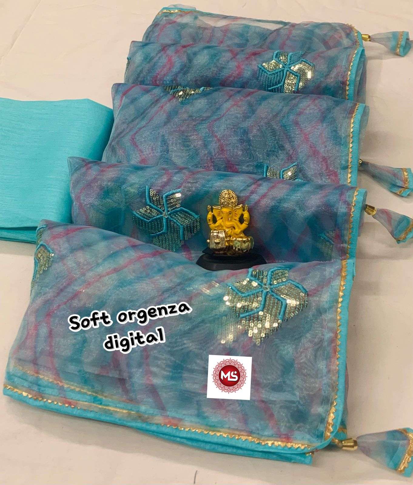 ms brand designer pure soft organza silk saree 