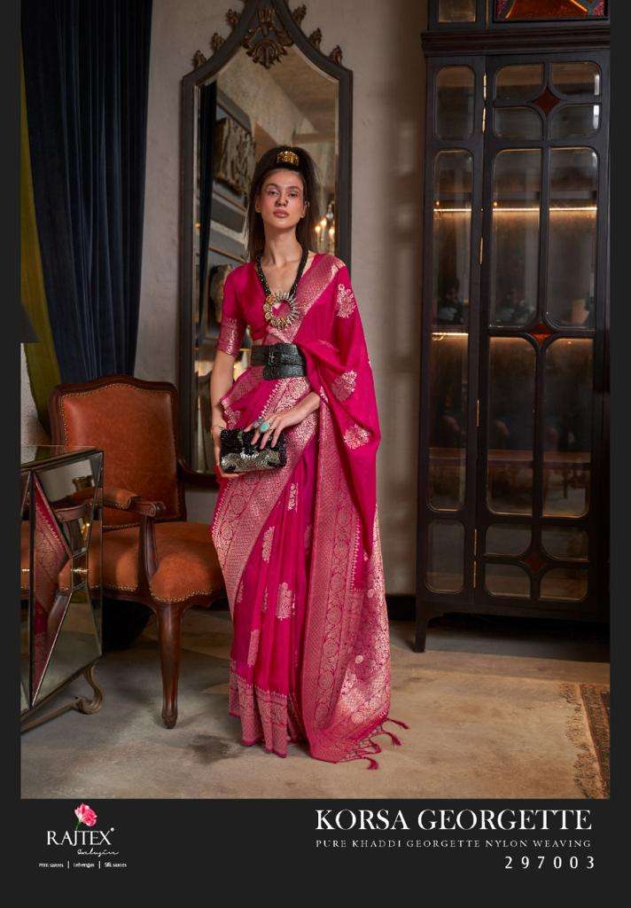 rajtex korsa georgette designer pure khadi georgette saree 