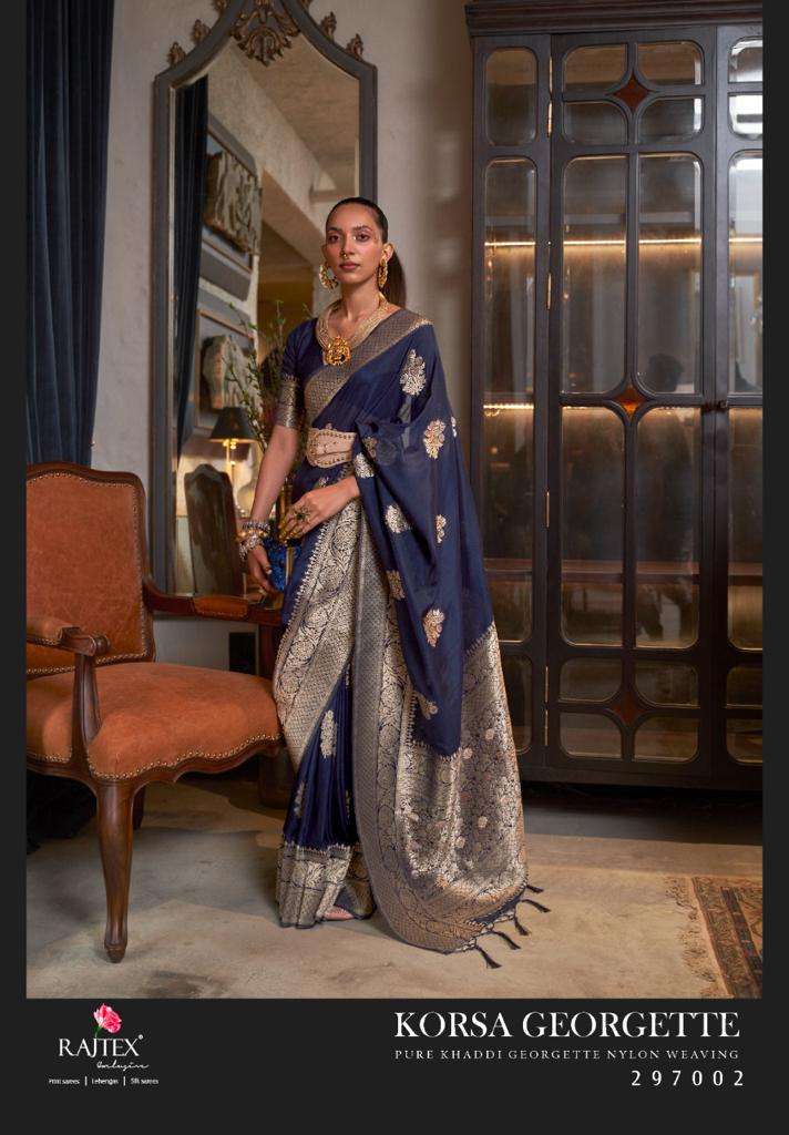 rajtex korsa georgette designer pure khadi georgette saree 