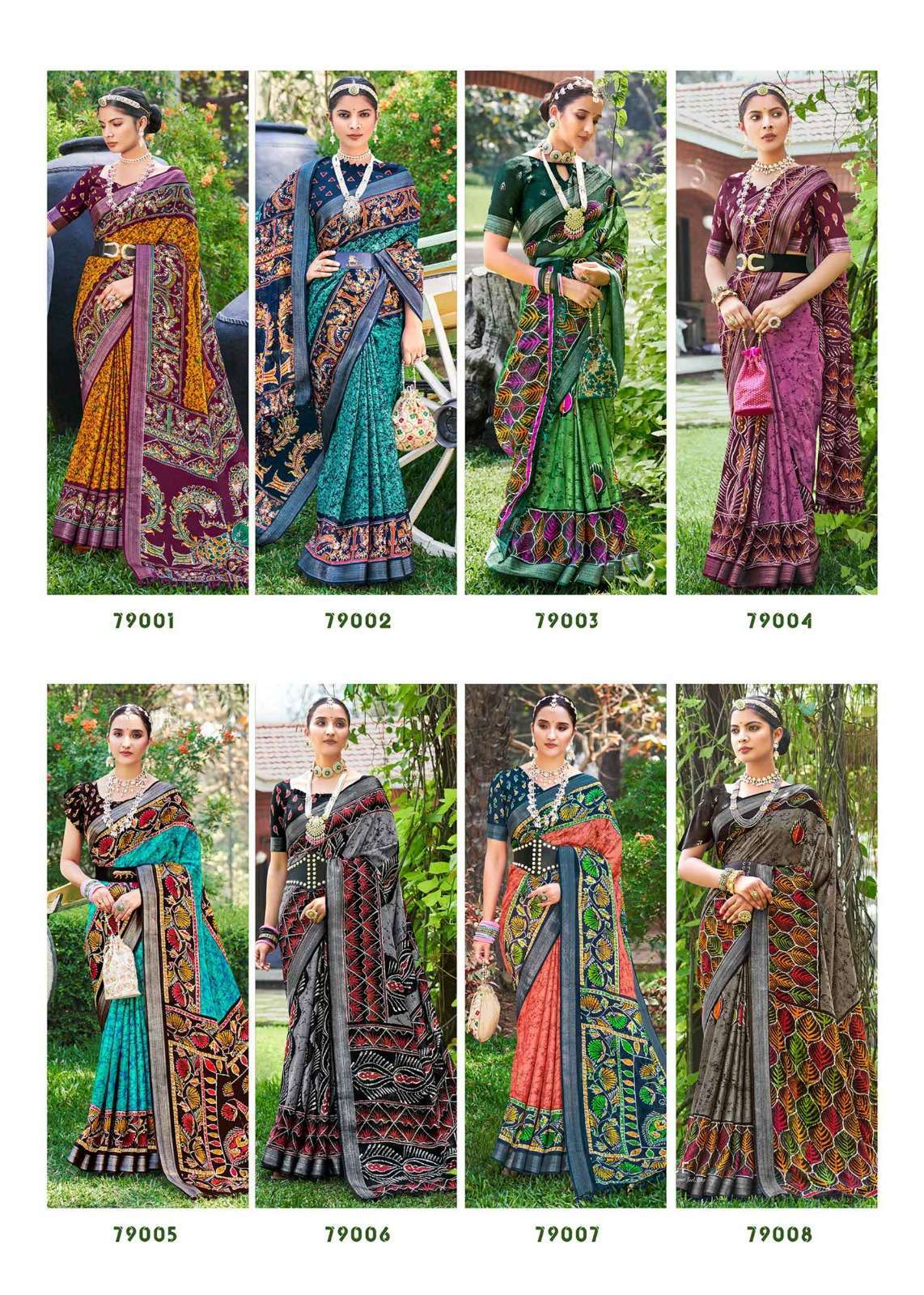 siddhanth weaves coral batiq vol 1 series 79001-79008 cotton base saree