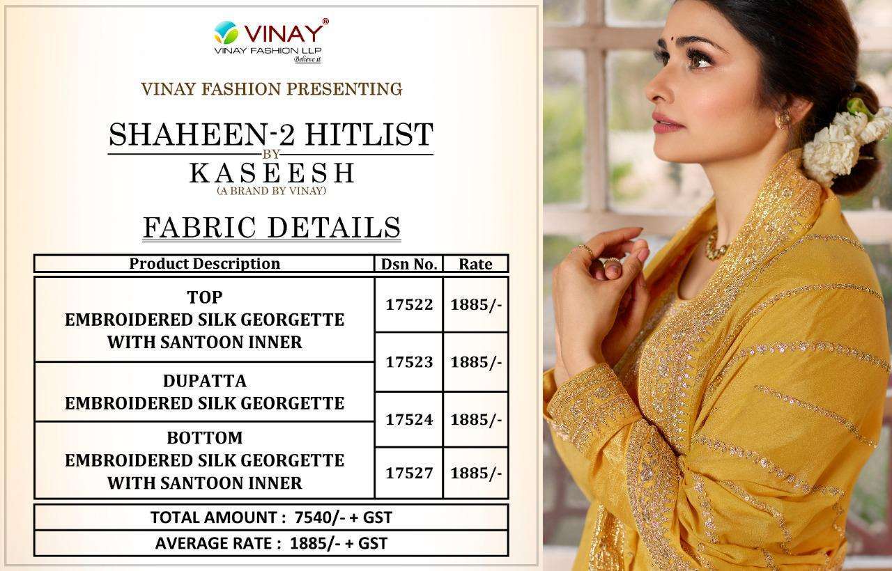vinay kaseesh shaheen vol 2 hit list series 17522-17524 silk georgette suit
