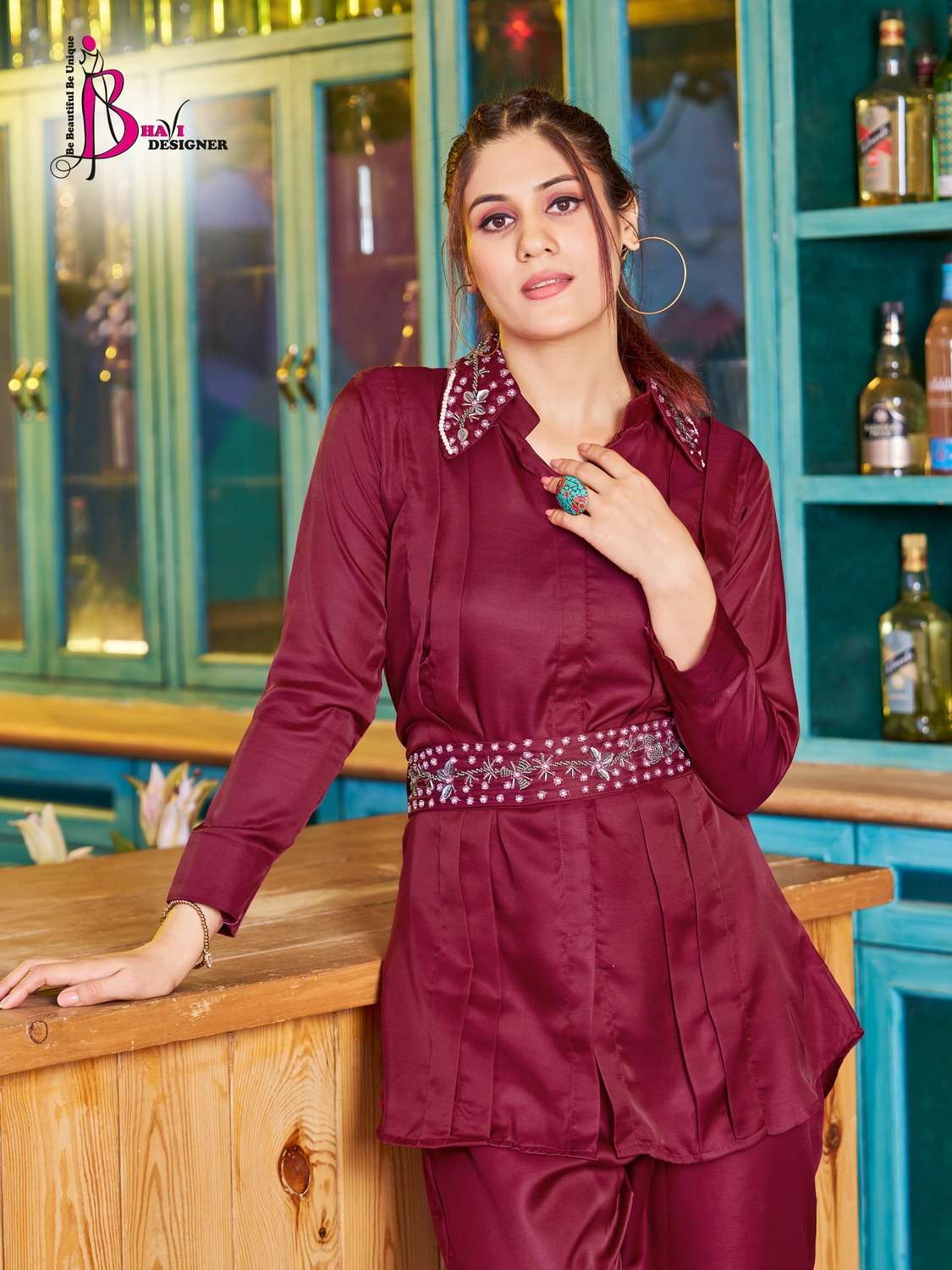 bhavi designer Apple Satin Kurta Pant cord-set