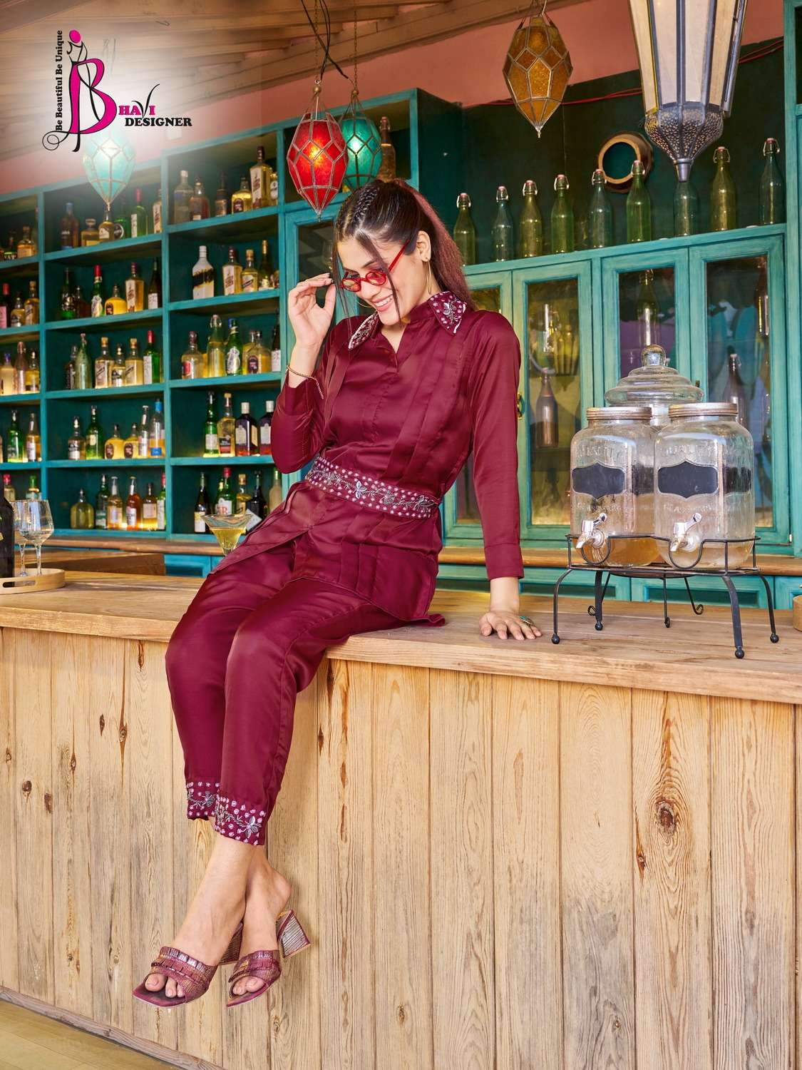 bhavi designer Apple Satin Kurta Pant cord-set