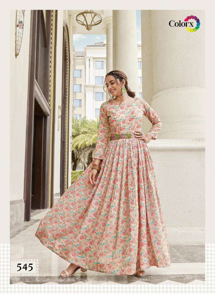 colorx pure chinon digital print cancan gown 