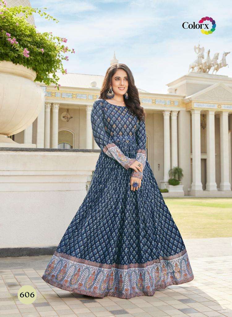 colorx pure chinon digital print cancan gown 
