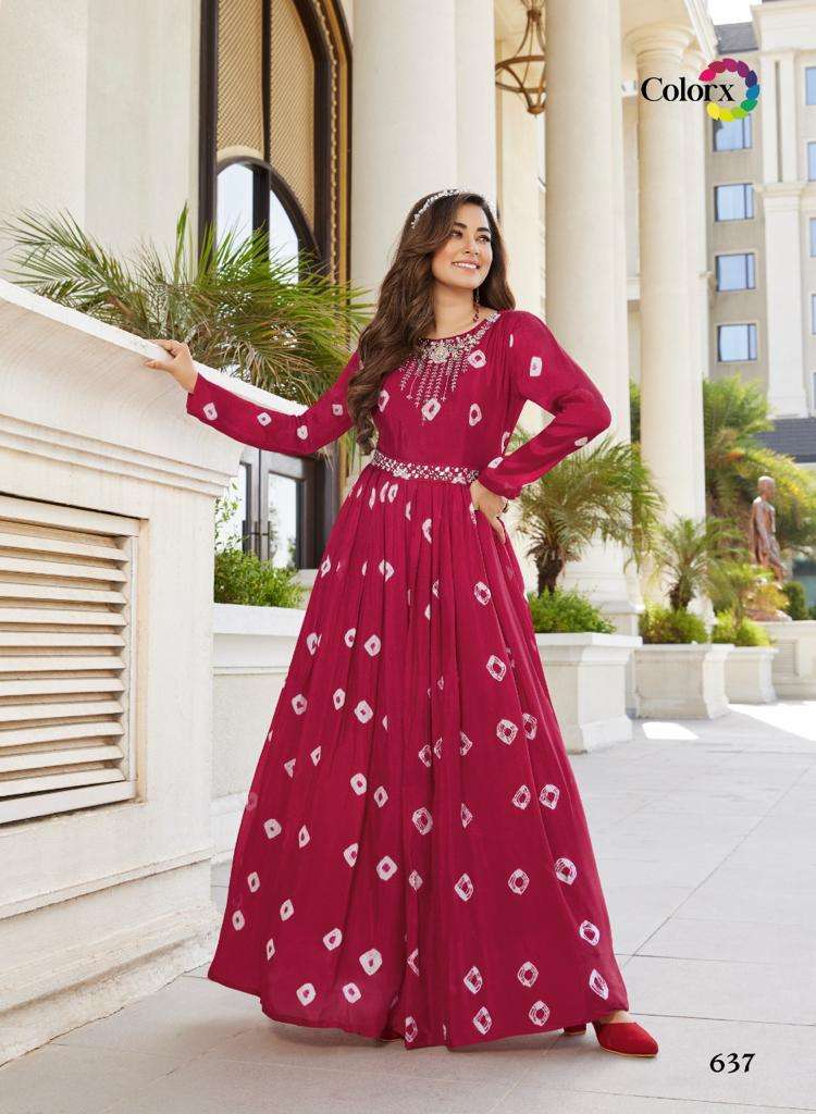 colorx pure chinon digital print cancan gown 