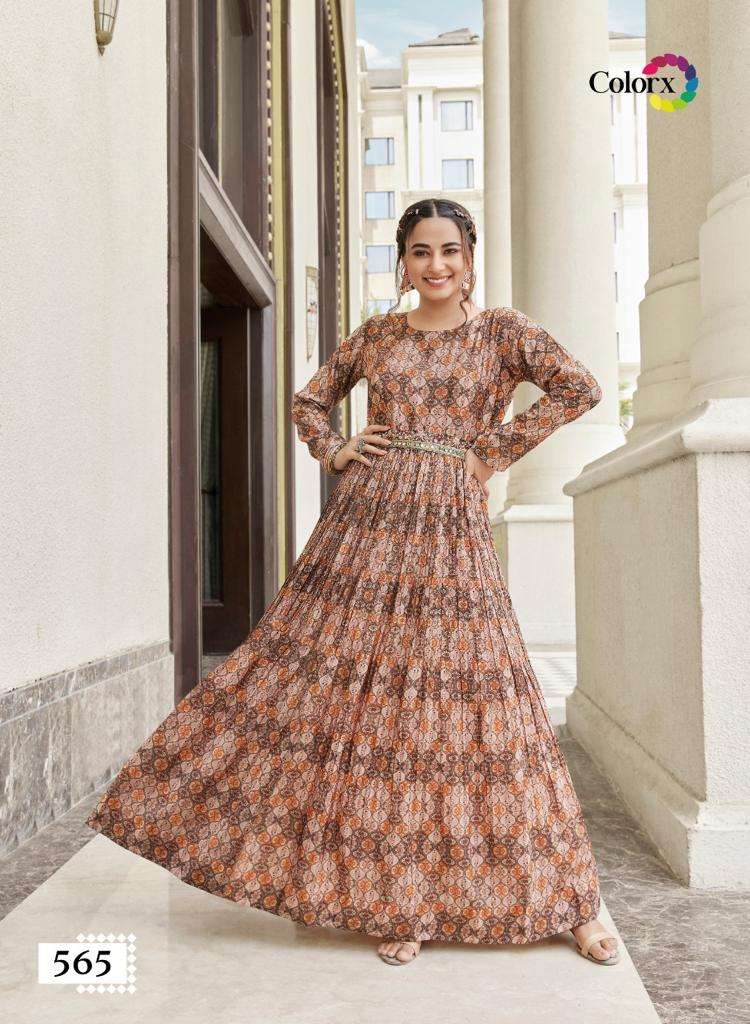 colorx pure chinon digital print cancan gown 