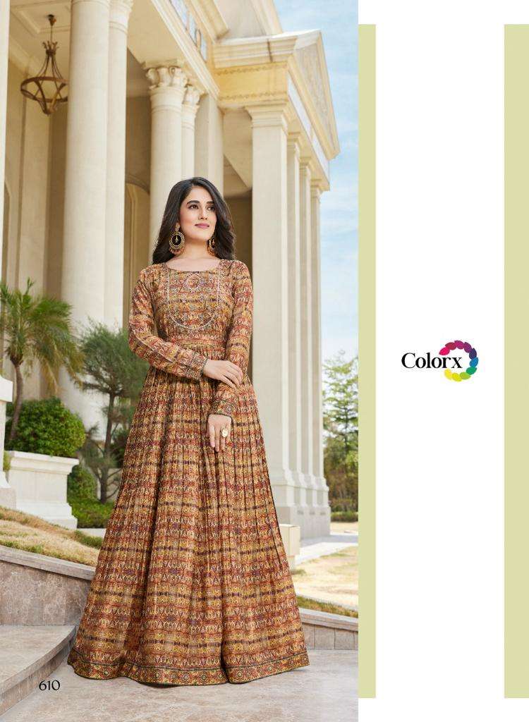 colorx pure chinon digital print cancan gown 