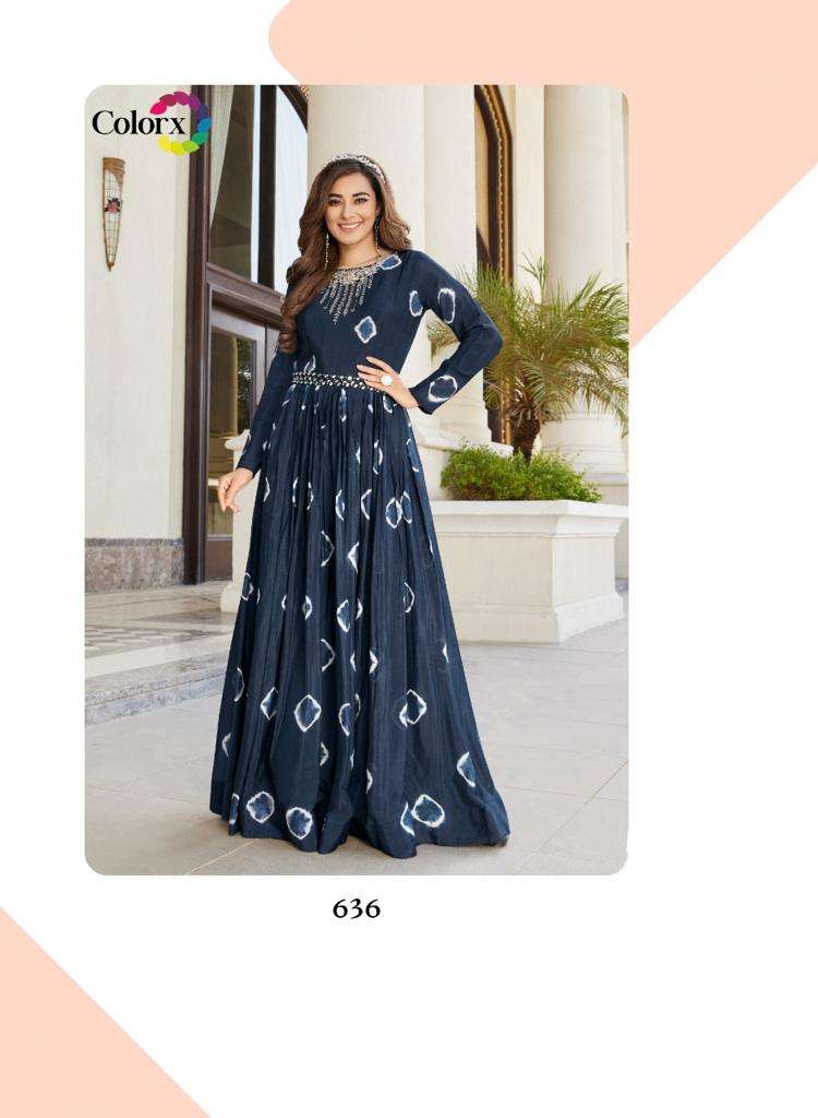 colorx pure chinon digital print cancan gown 