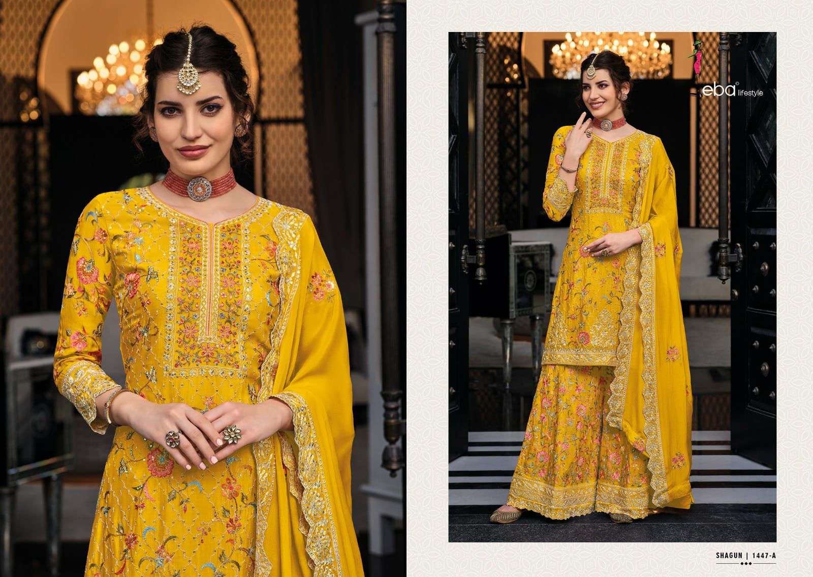eba shagun color edition-8 chinon embroidery work suit 
