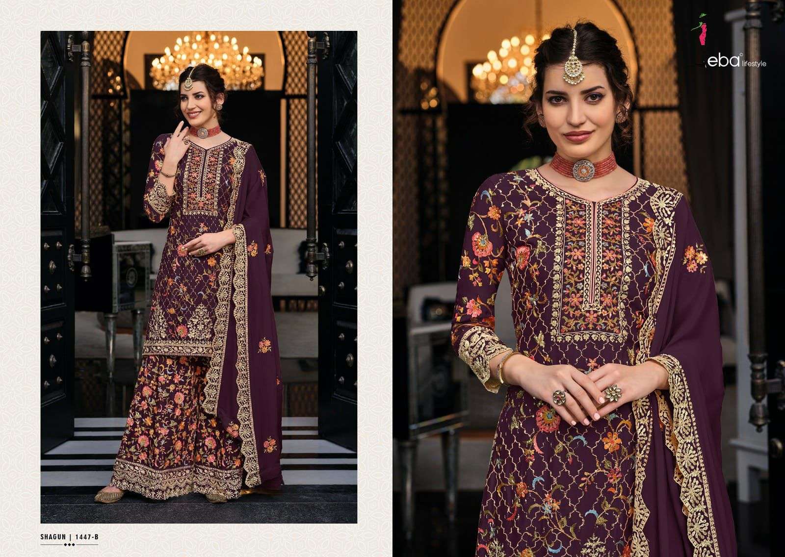 eba shagun color edition-8 chinon embroidery work suit 