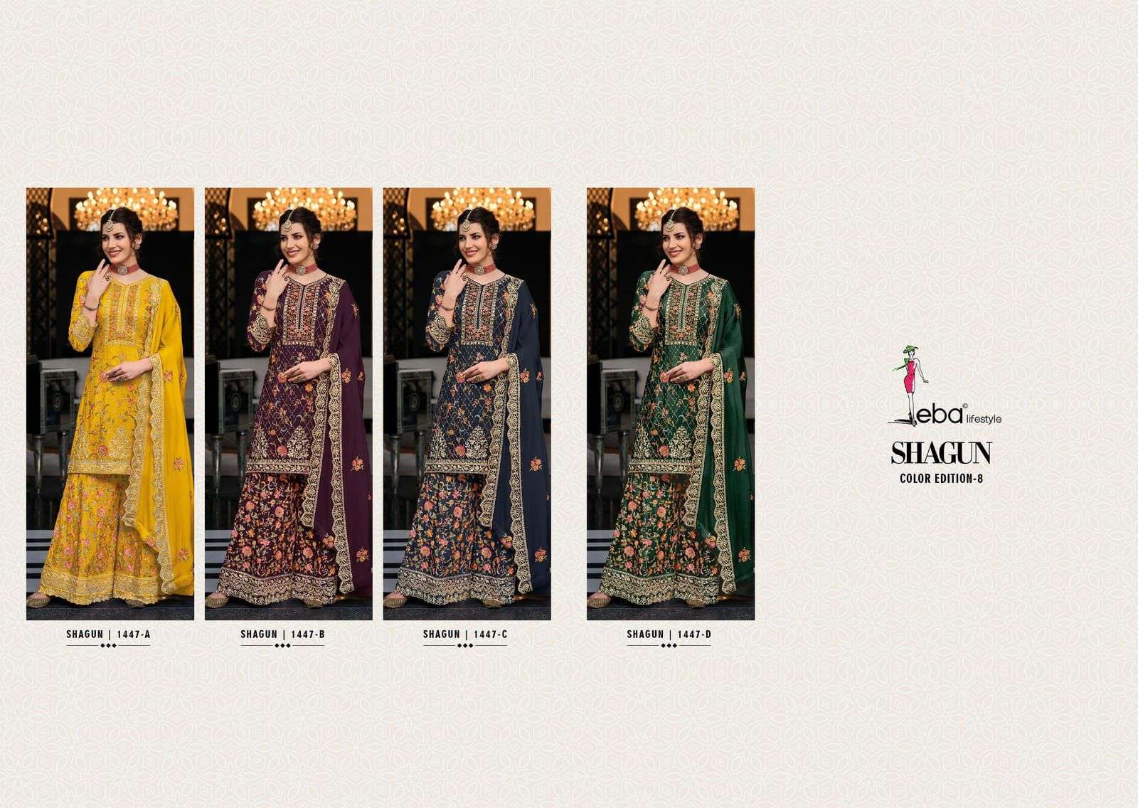 eba shagun color edition-8 chinon embroidery work suit 