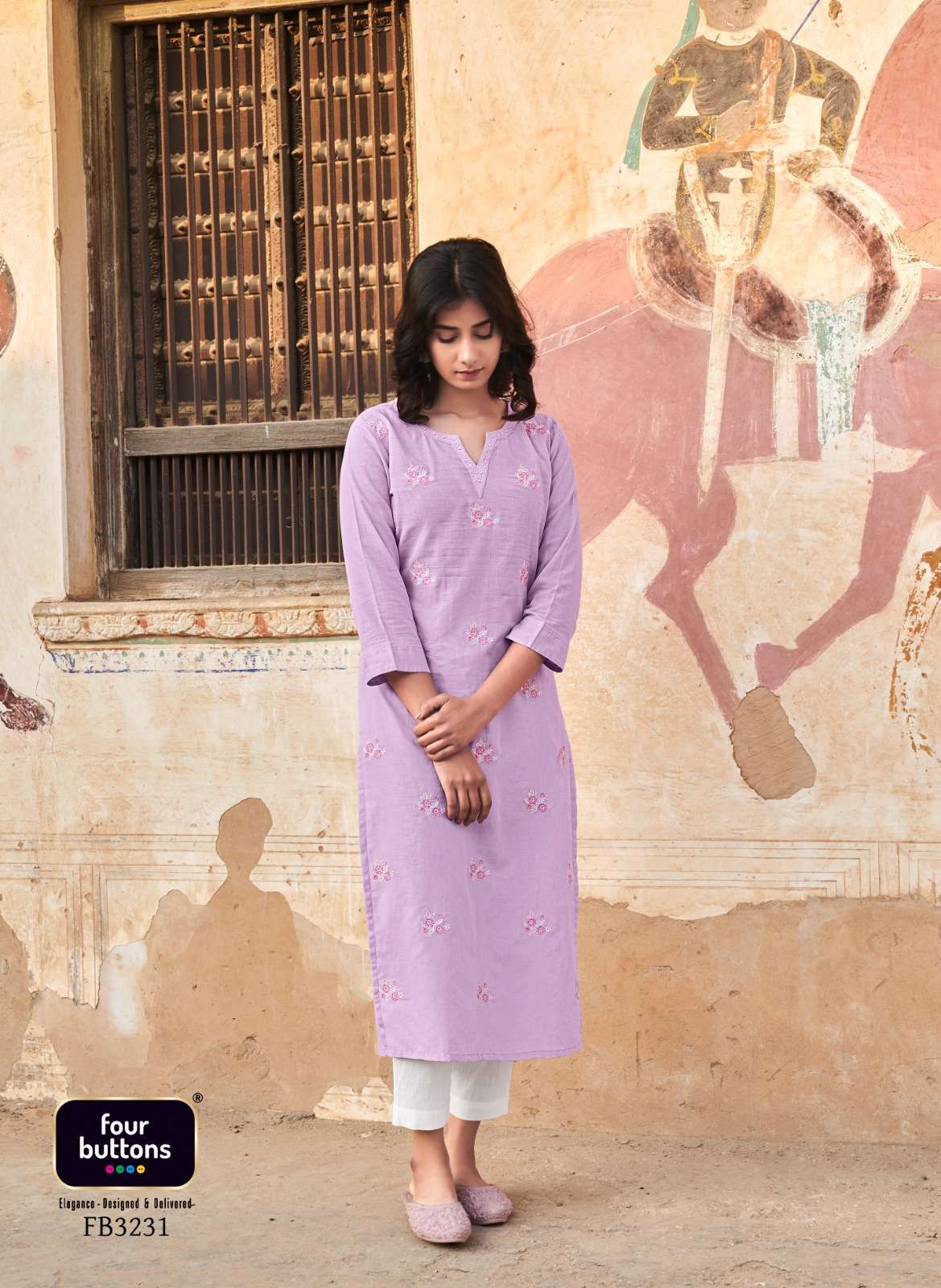 four buttons colors 15 series 3231-3238 pure cotton linen kurti