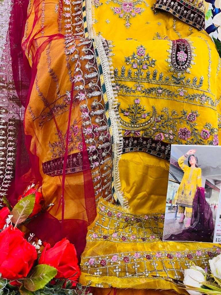 hoor tex OR-16 designer heavy organza suit 