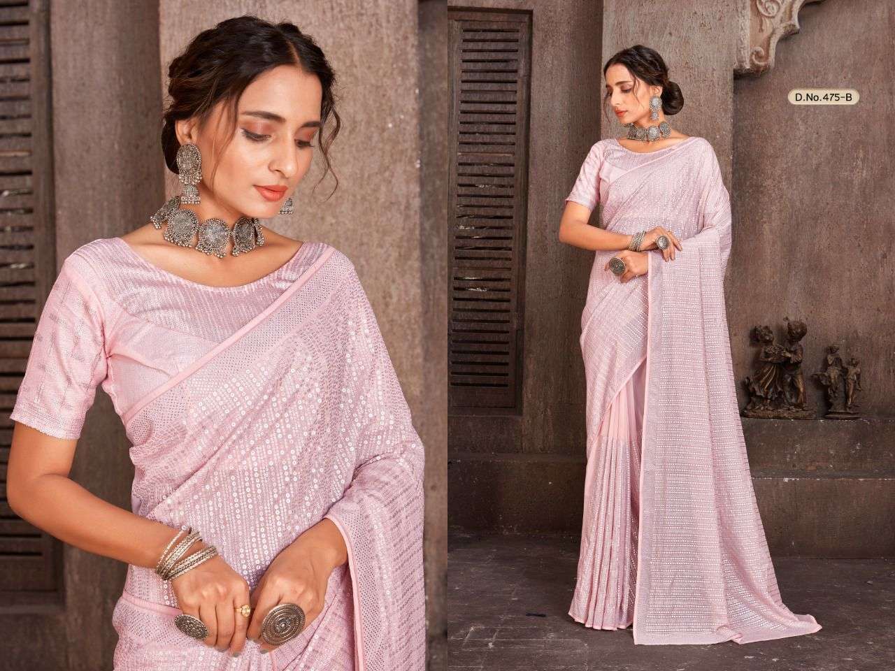 mehak 475 design sort organza with sequin work in all over saree.