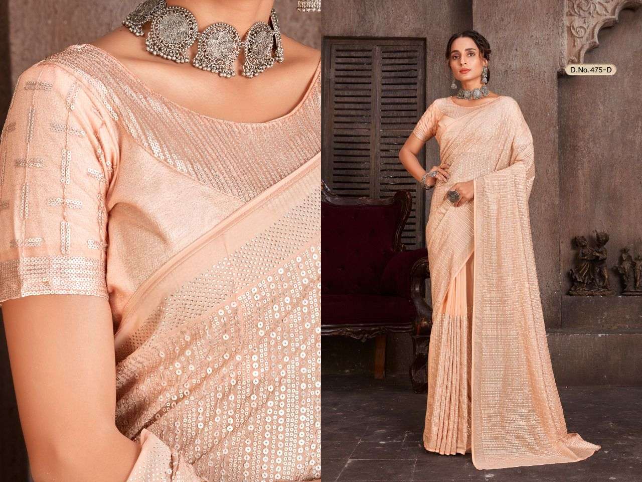 mehak 475 design sort organza with sequin work in all over saree.
