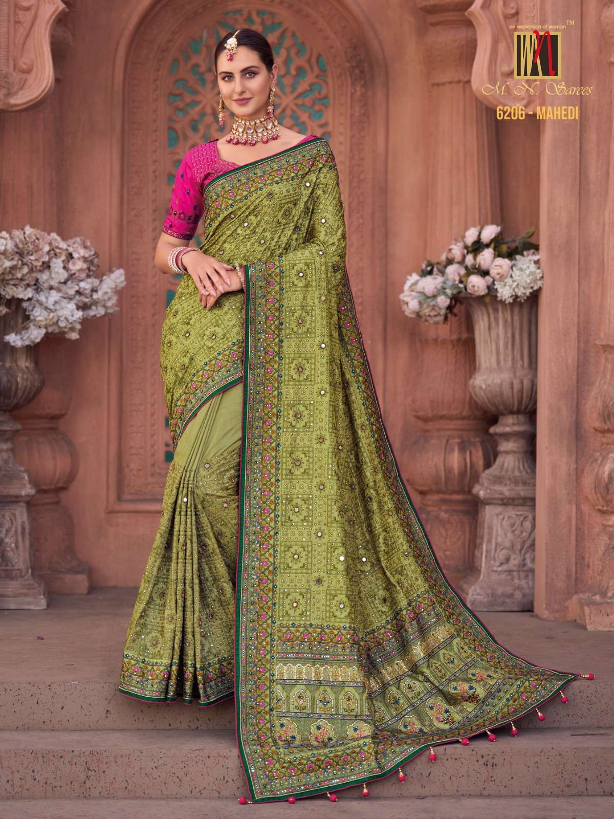 mn saree 6206 colors soft silk kachhi work saree