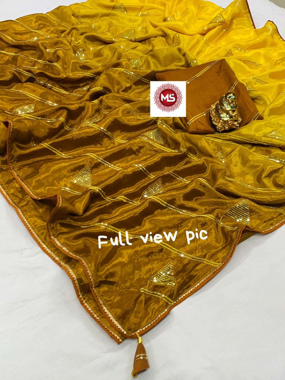 ms brand Chinon Pedding seqins lehriya work sarees