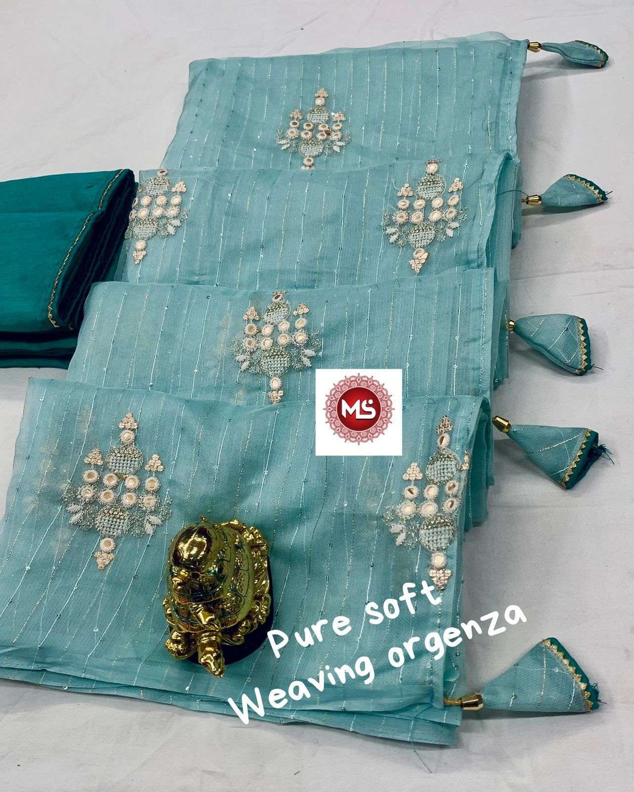 ms brand pure soft weaving organza saree s