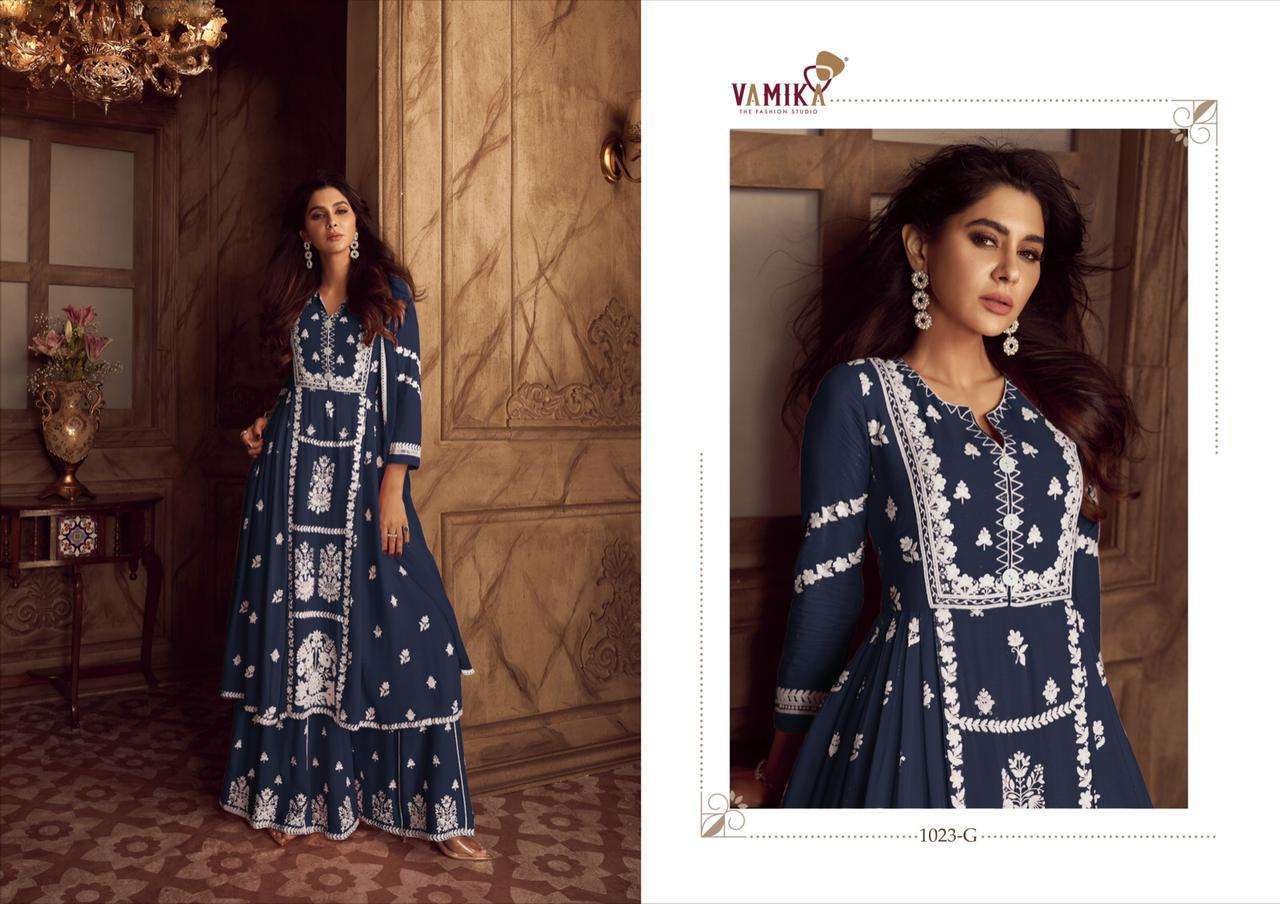 vamika lakhnavi vol 4 dark color series 1023 heavy rayon suit 