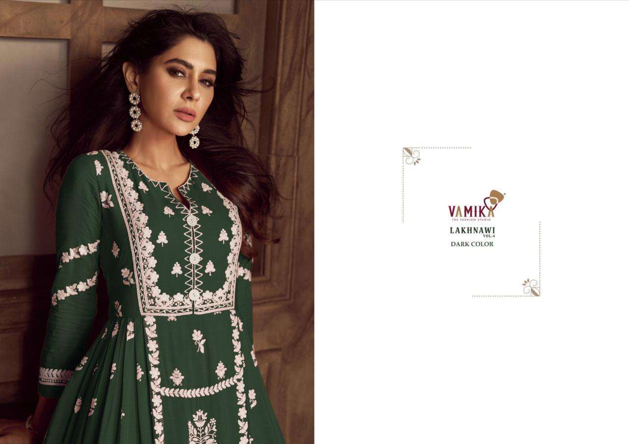 vamika lakhnavi vol 4 dark color series 1023 heavy rayon suit 