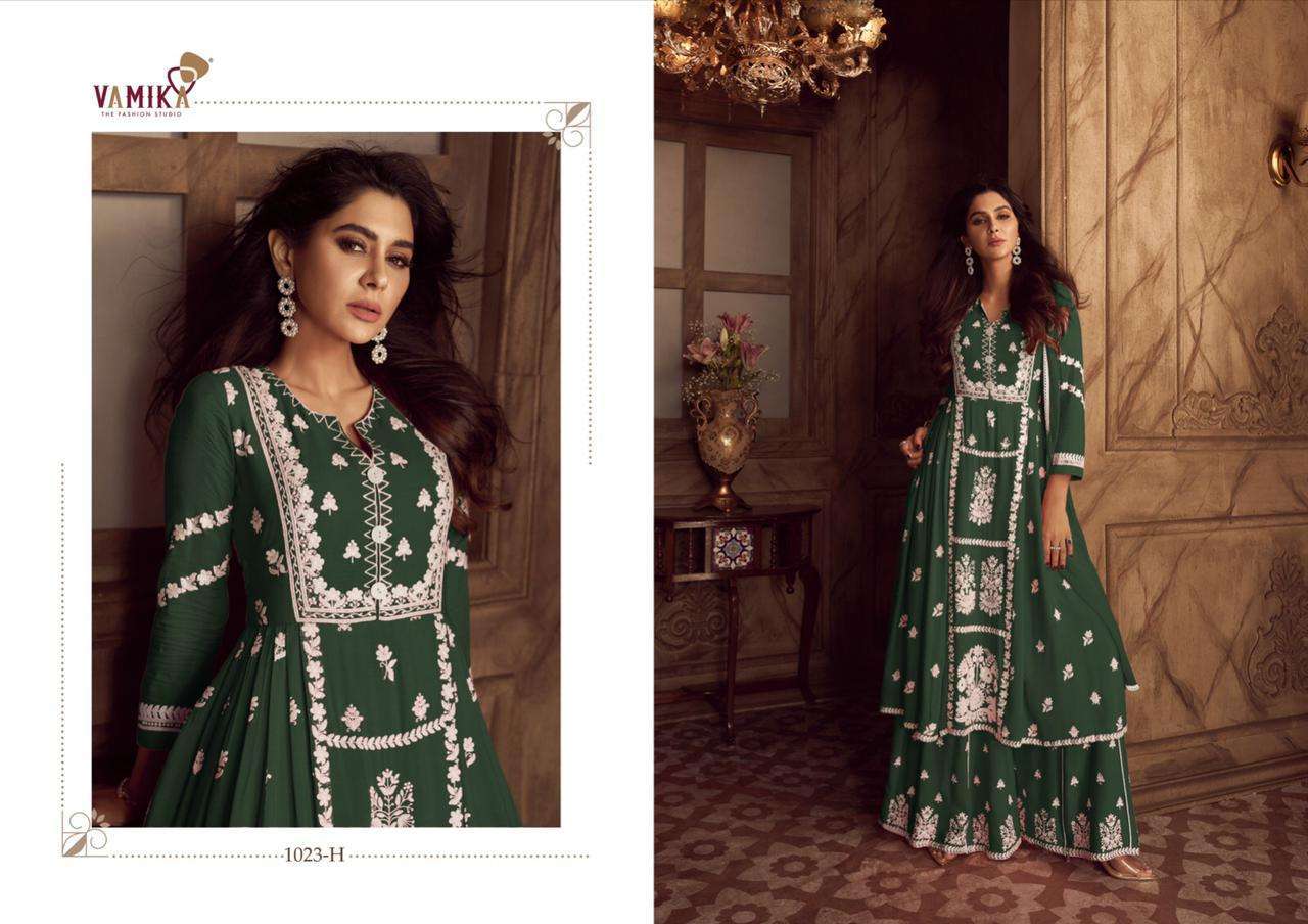 vamika lakhnavi vol 4 dark color series 1023 heavy rayon suit 