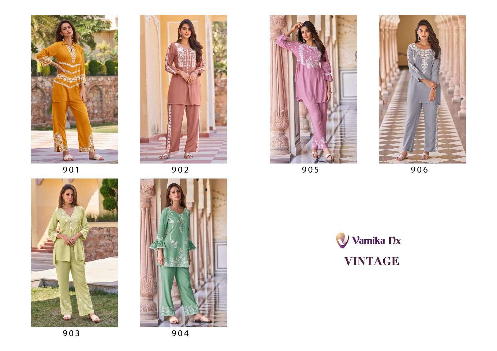 vamika nx vintage series 901-906 heavy rayon kurti 