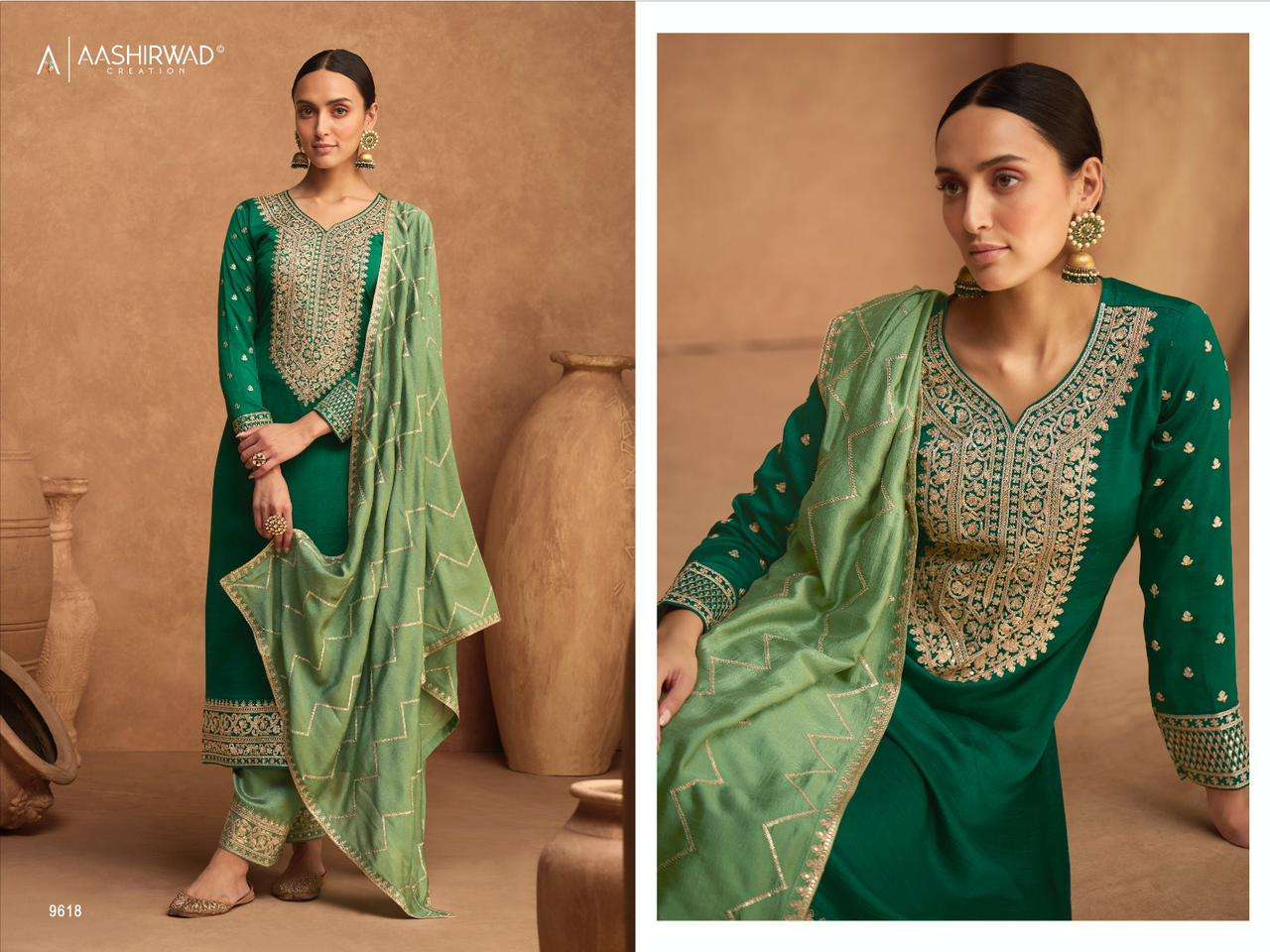 aashirwad kesairya colors designer premium silk suit 