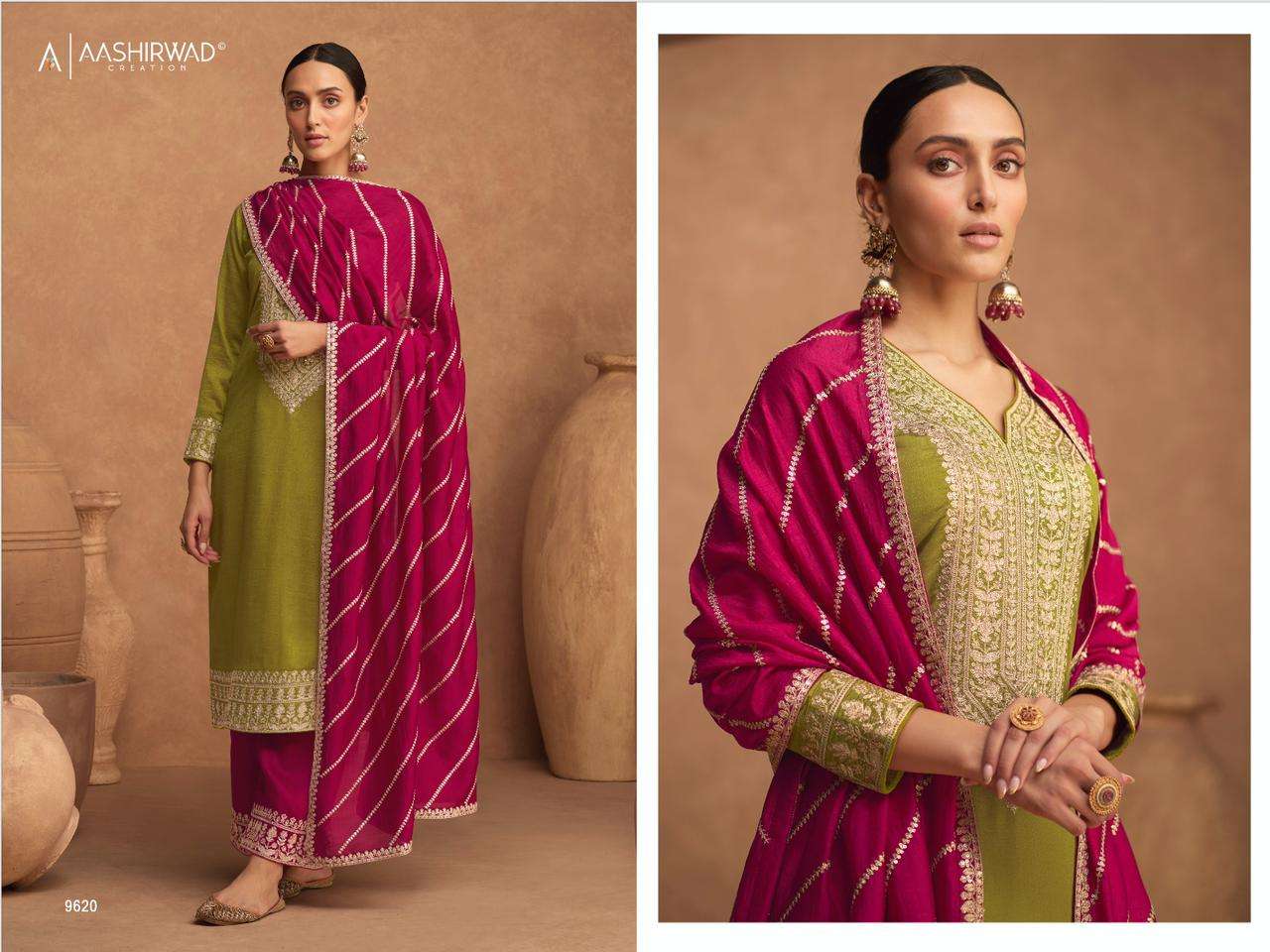 aashirwad kesairya colors designer premium silk suit 